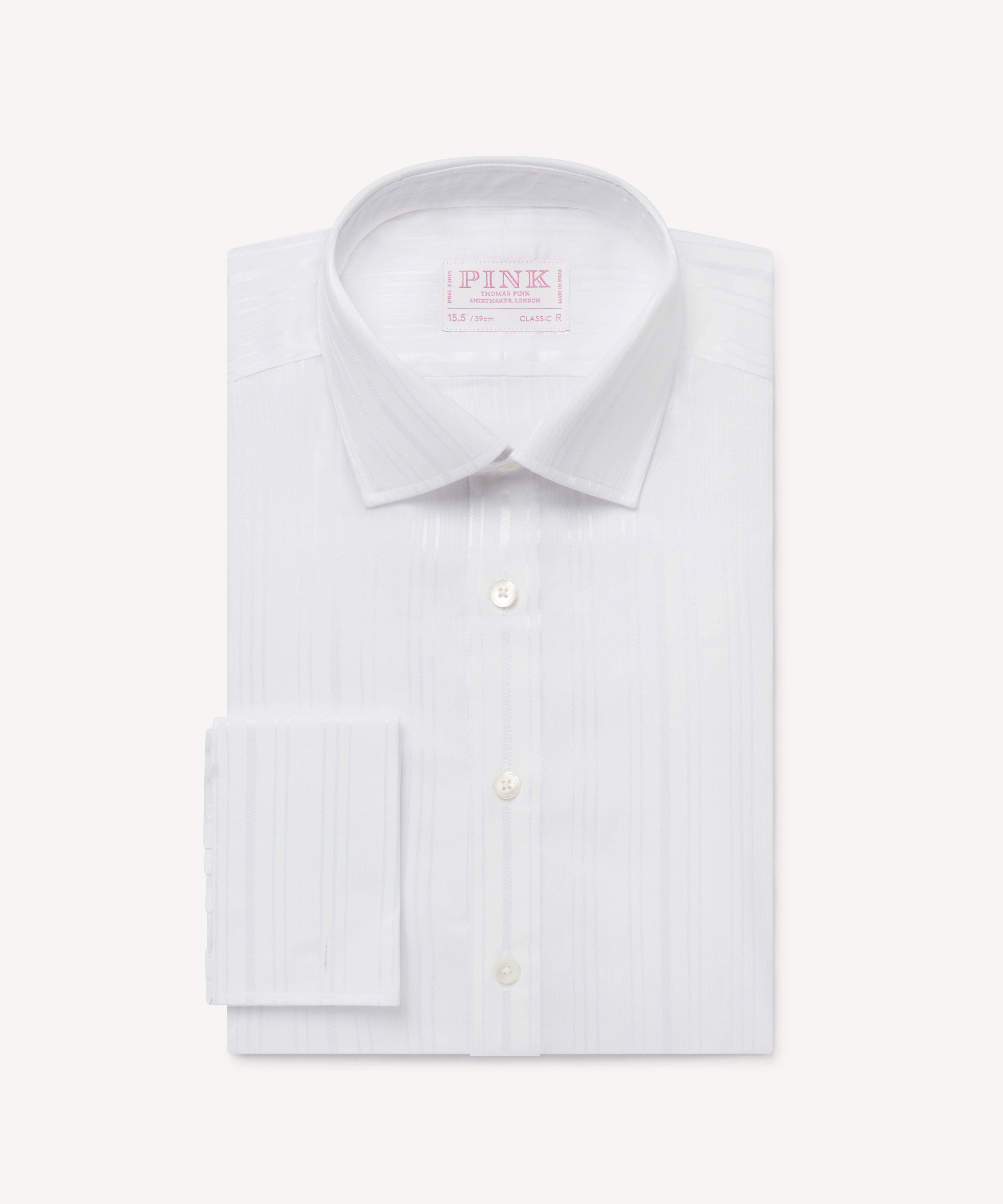 Thomas Pink Classic Fit Formal Satin Textured Stripe Shirt-MALFORD OF LONDON SAVILE ROW MENSWEAR OUTLET