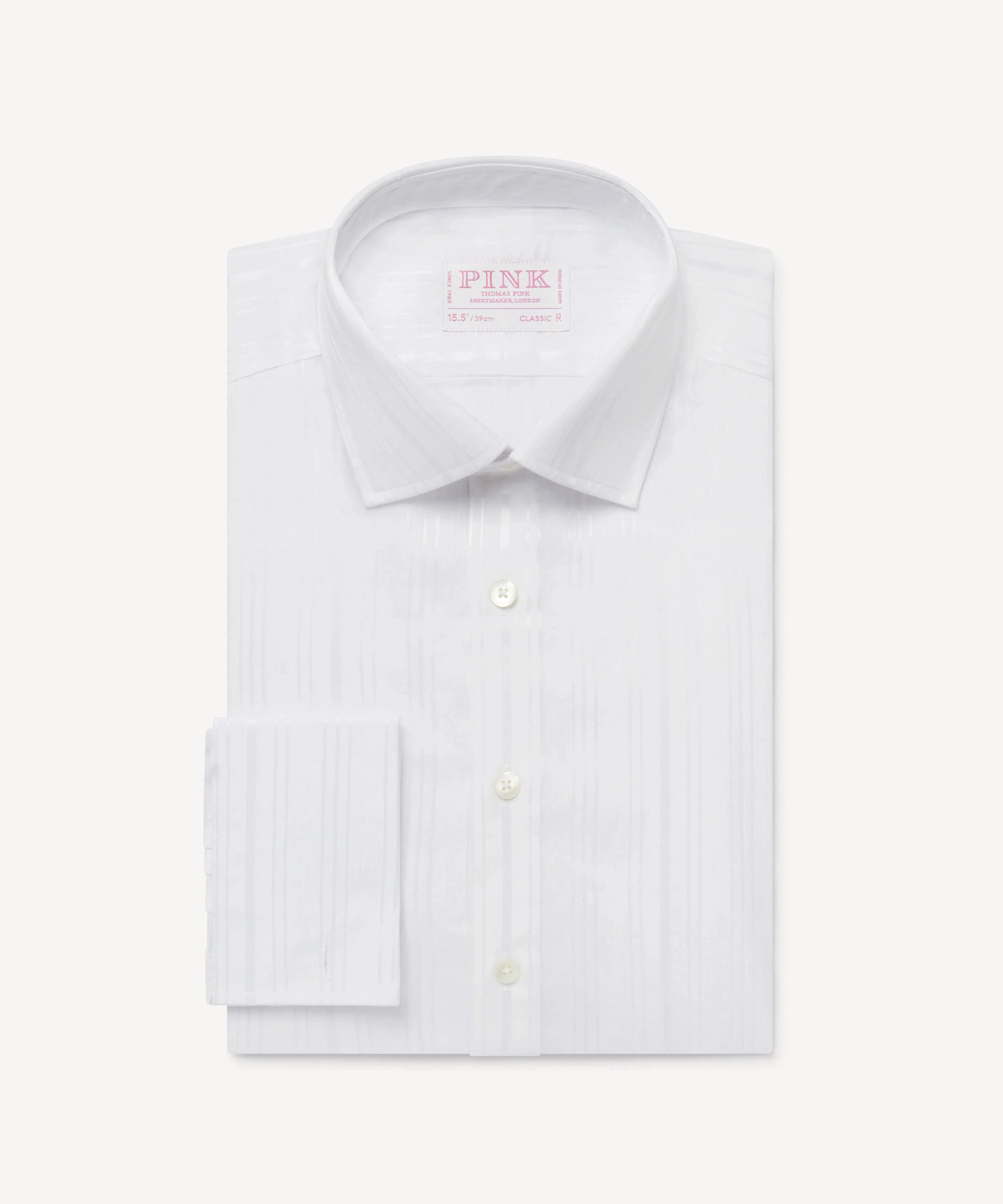 Thomas Pink Classic Fit Formal Satin Textured Stripe Shirt-MALFORD OF LONDON SAVILE ROW MENSWEAR OUTLET