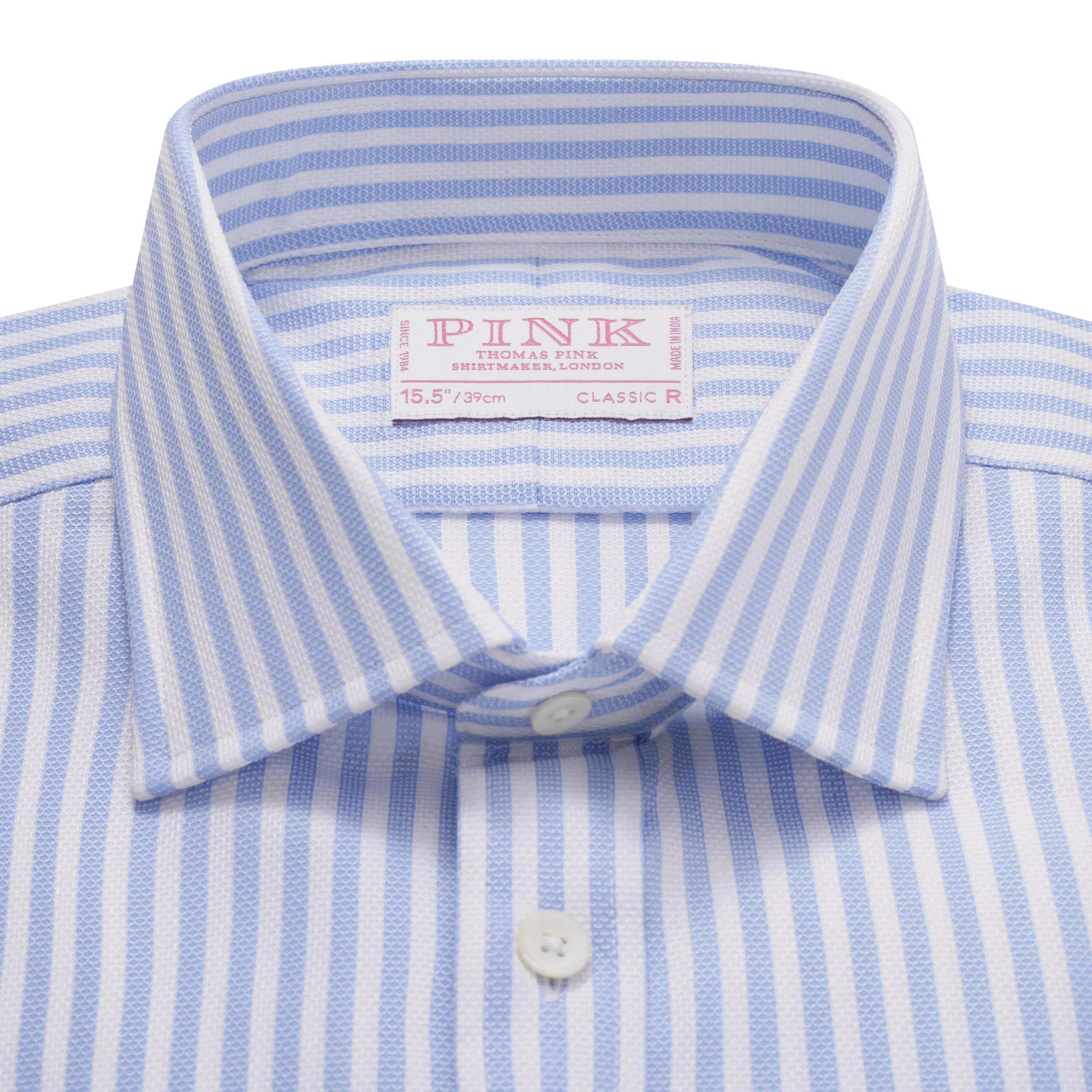 Thomas Pink Classic Fit Formal Striped Dobby Shirt-MALFORD OF LONDON SAVILE ROW MENSWEAR OUTLET