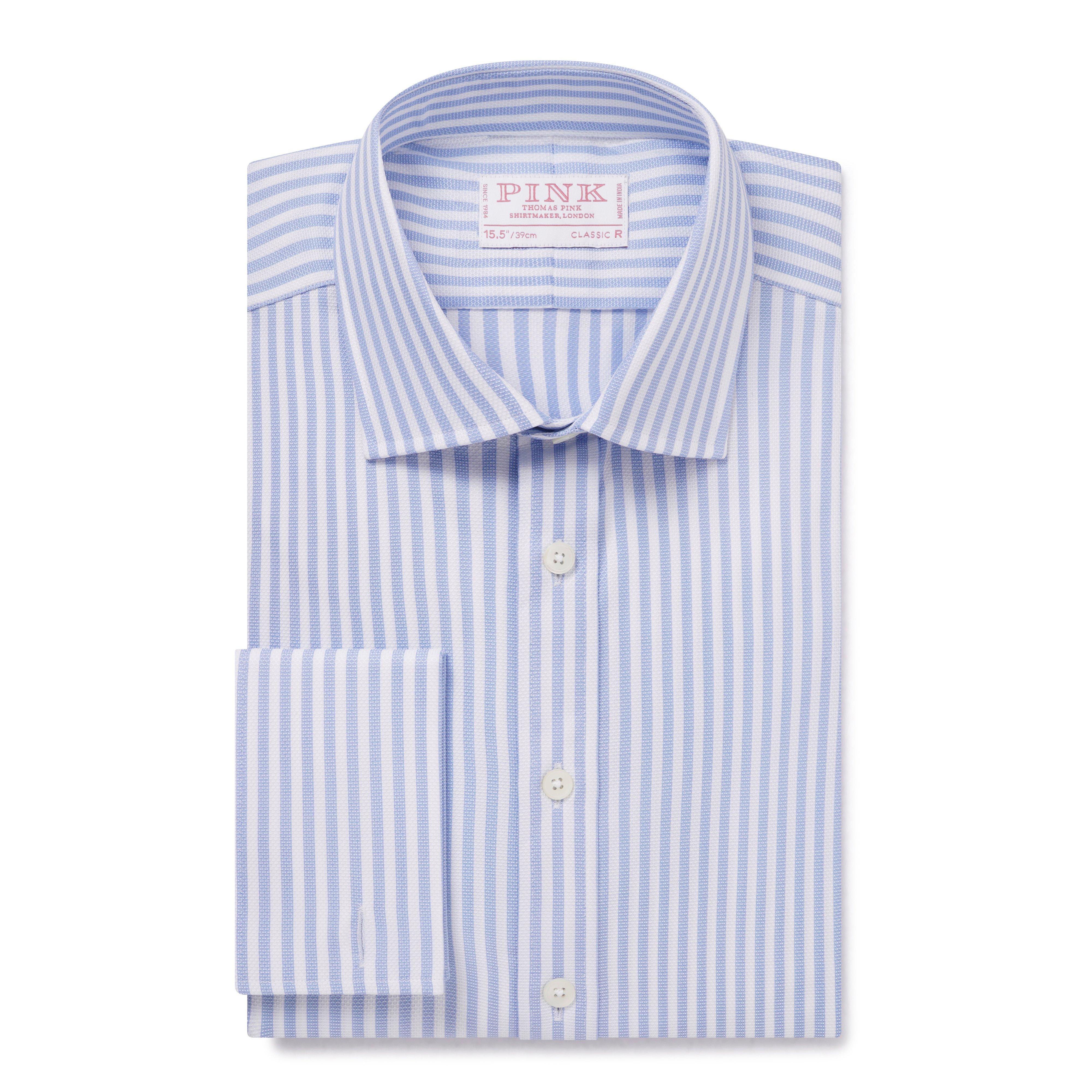 Thomas Pink Classic Fit Formal Striped Dobby Shirt-MALFORD OF LONDON SAVILE ROW MENSWEAR OUTLET