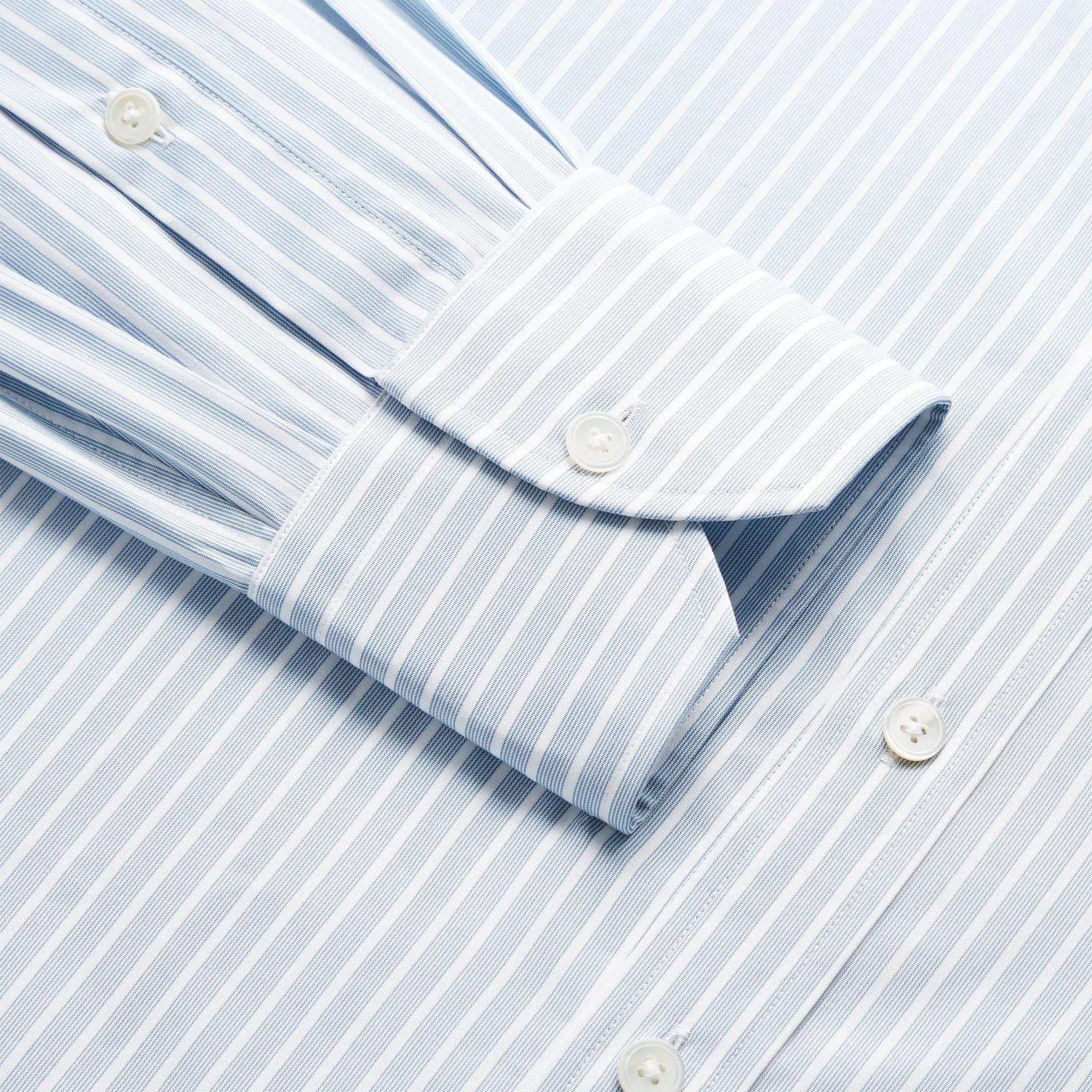 Thomas Pink Classic Fit Formal Superior Broken Stripe Shirt Blue/White-MALFORD OF LONDON SAVILE ROW MENSWEAR OUTLET