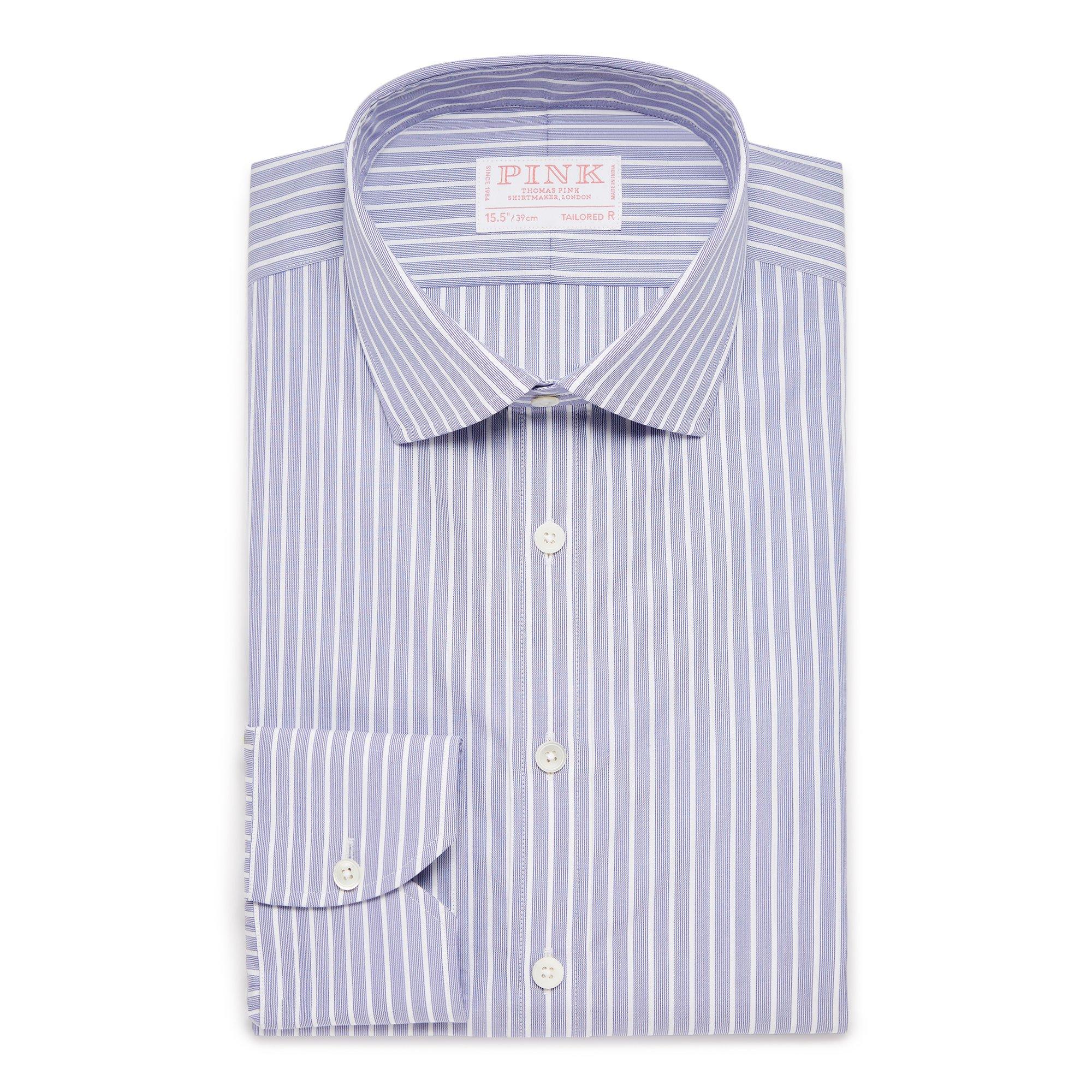 Thomas Pink Classic Fit Formal Superior Broken Stripe Shirt-MALFORD OF LONDON SAVILE ROW MENSWEAR OUTLET