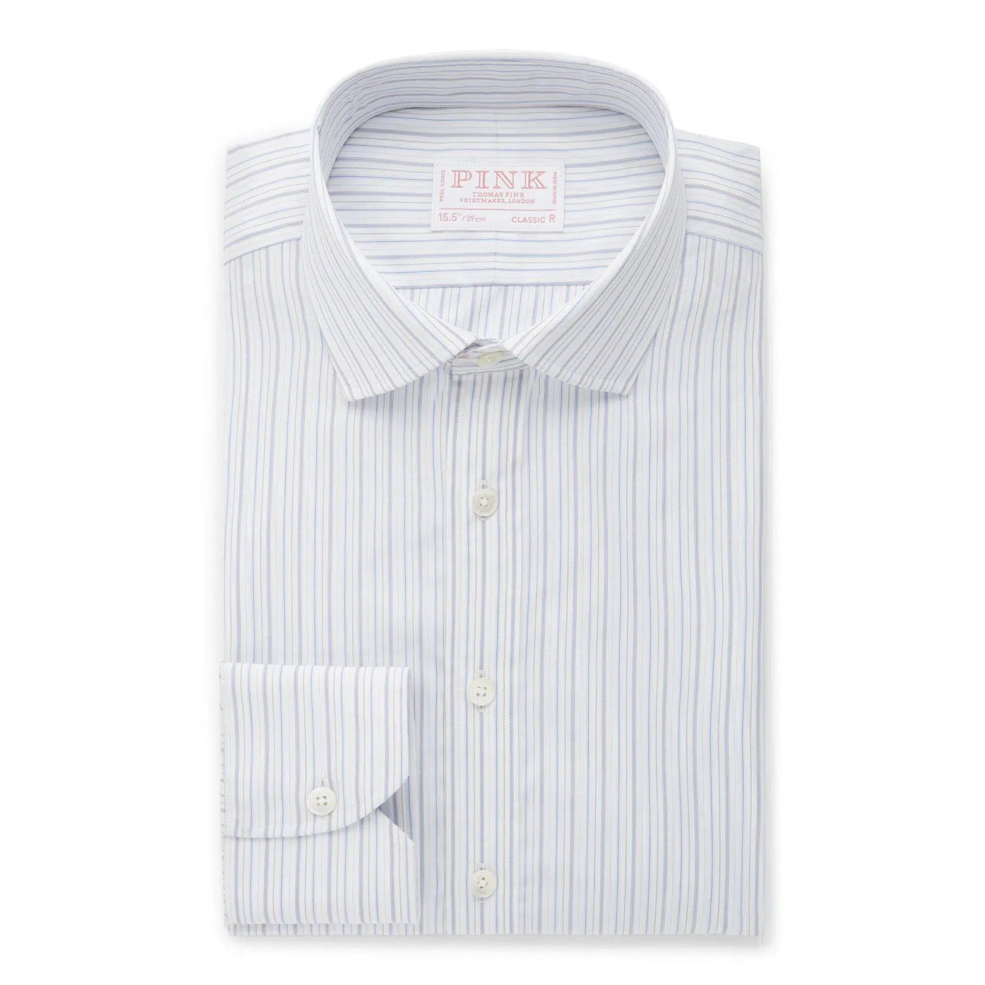 Thomas Pink Classic Fit Formal Supraluxe Fine Stripe Shirt-MALFORD OF LONDON SAVILE ROW MENSWEAR OUTLET