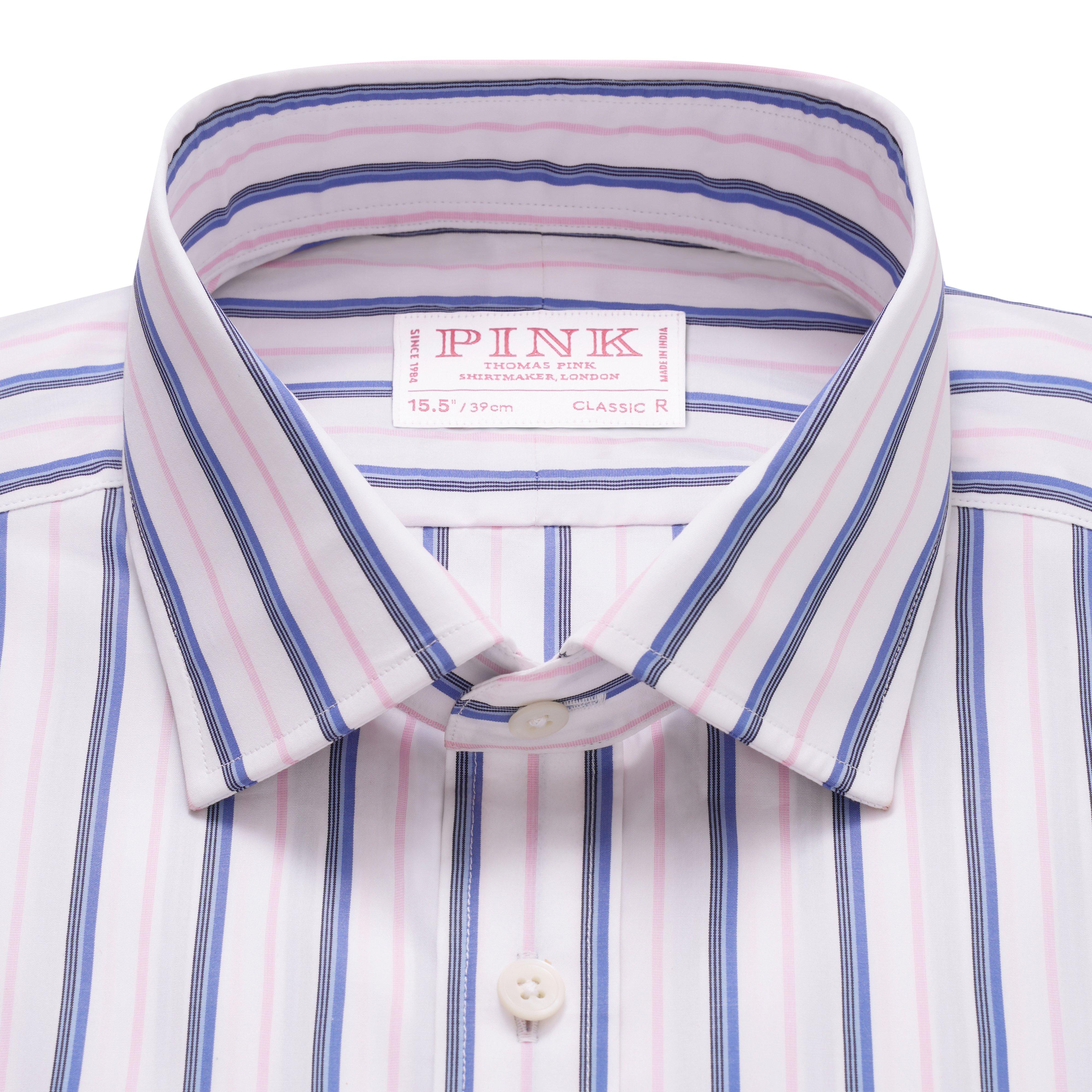 Thomas Pink Classic Fit Formal Thick & Thin Stripe Shirt-MALFORD OF LONDON SAVILE ROW MENSWEAR OUTLET