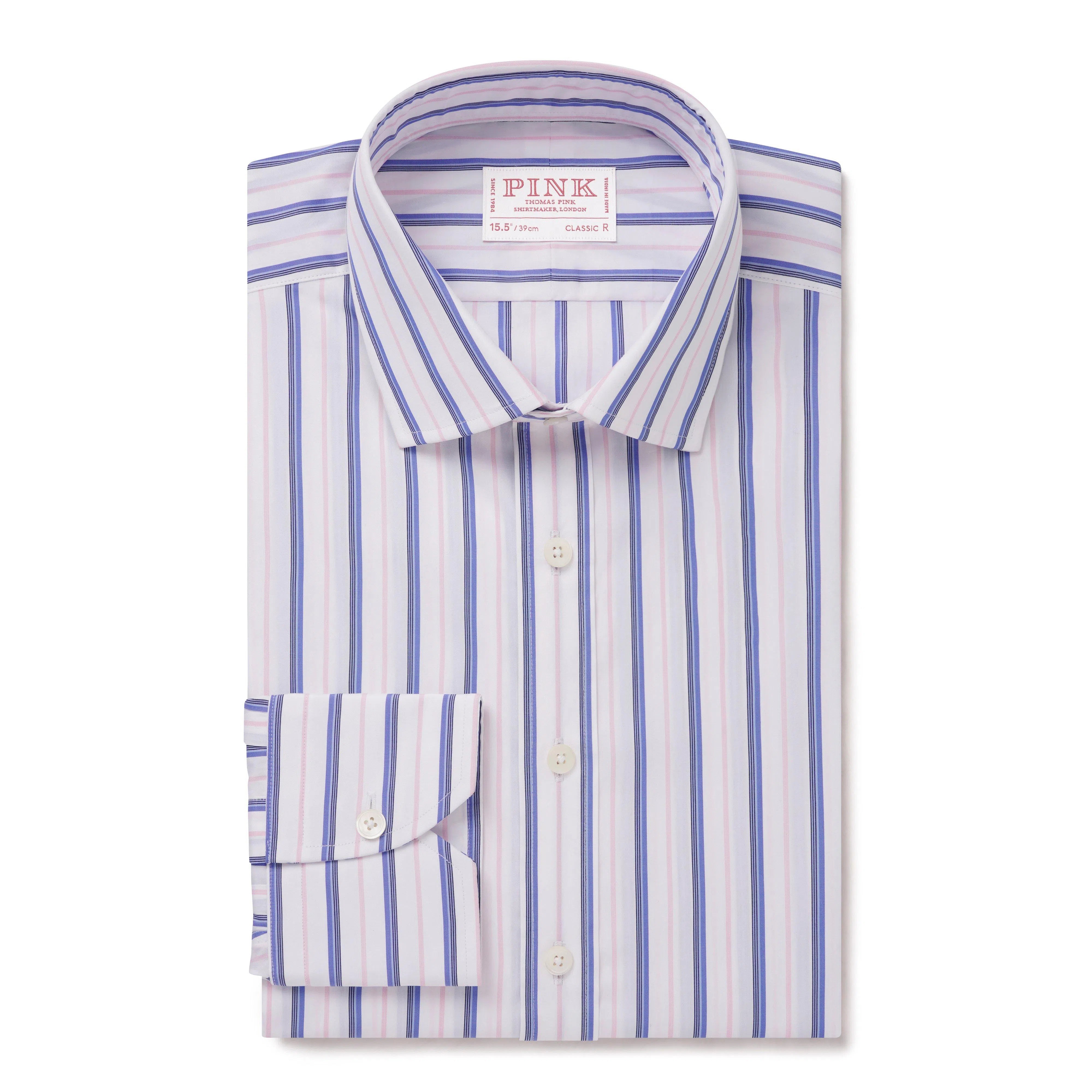 Thomas Pink Classic Fit Formal Thick & Thin Stripe Shirt-MALFORD OF LONDON SAVILE ROW MENSWEAR OUTLET