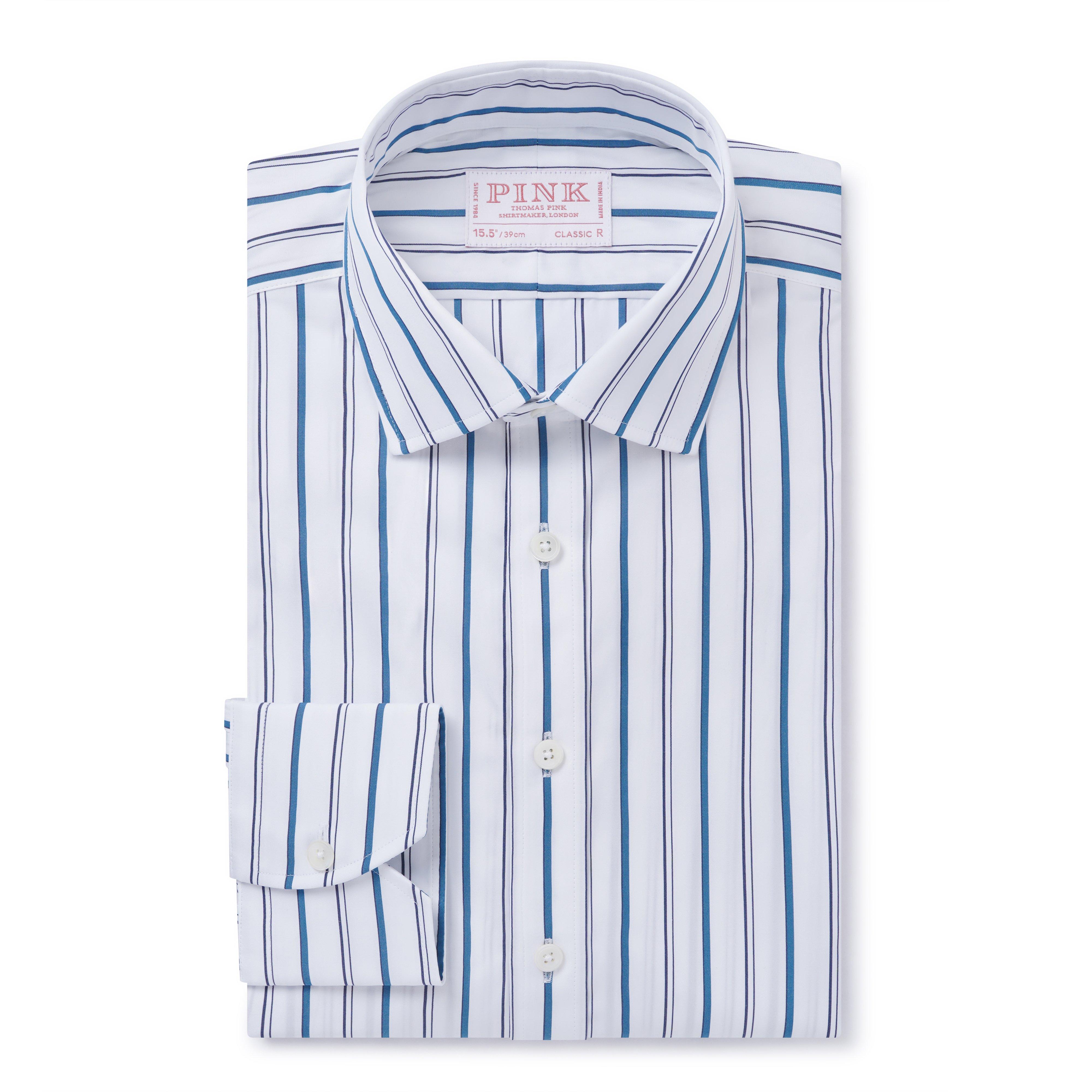 Thomas Pink Classic Fit Formal Thin Awning Stripe Shirt-MALFORD OF LONDON SAVILE ROW MENSWEAR OUTLET