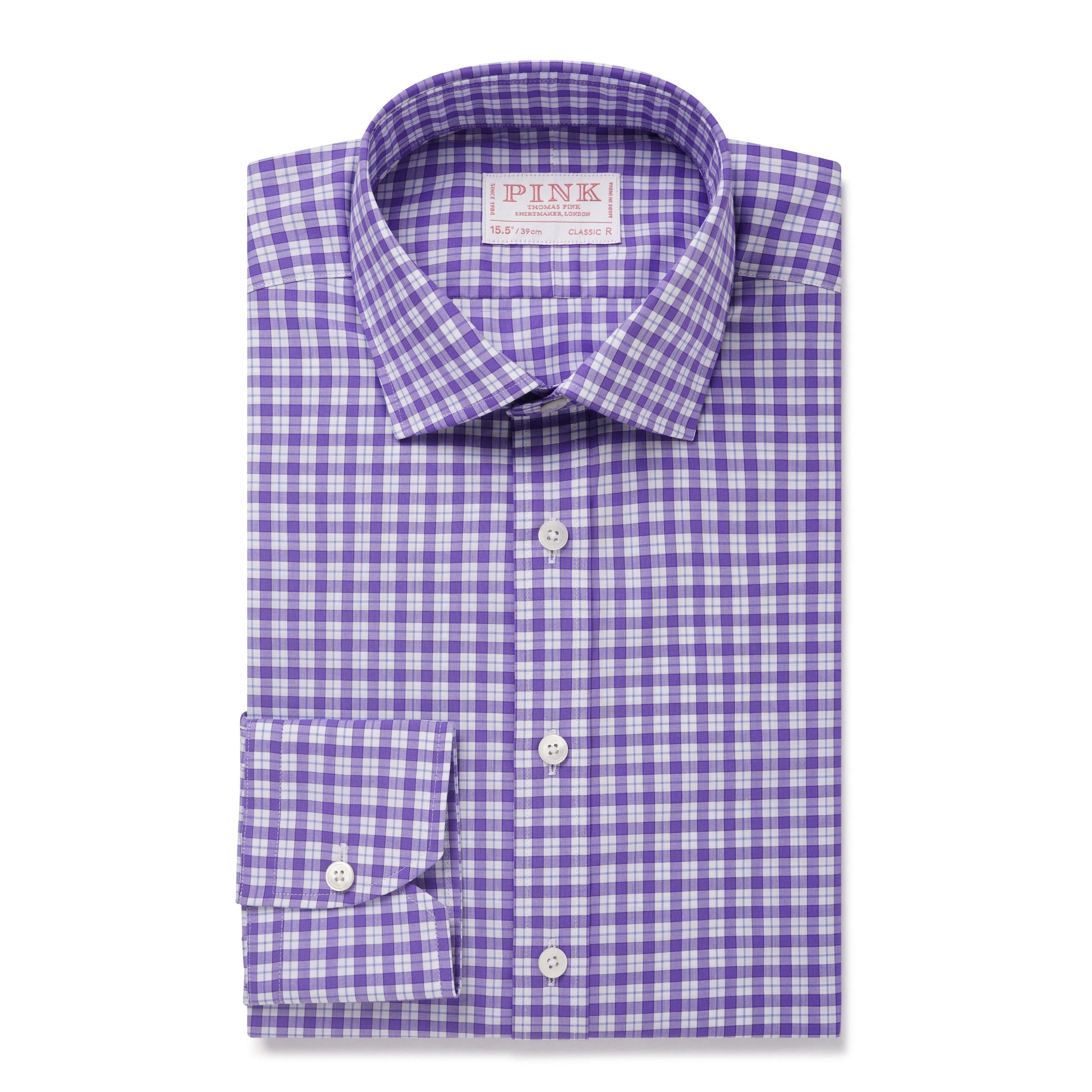 Thomas Pink Classic Fit Formal Twill Gingham Check Shirt-MALFORD OF LONDON SAVILE ROW MENSWEAR OUTLET