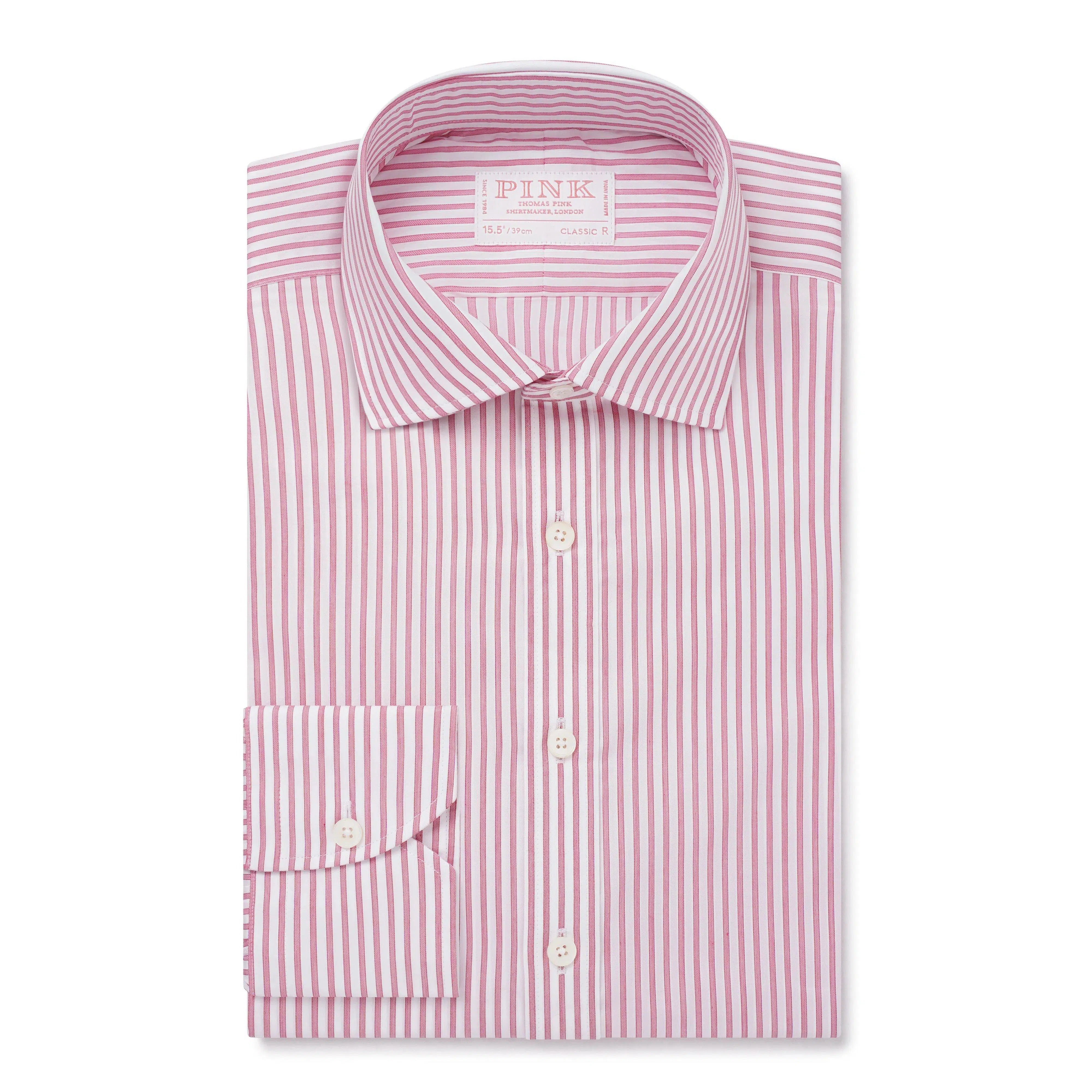 Thomas Pink Classic Fit Formal Twill Stripe Shirt-MALFORD OF LONDON SAVILE ROW MENSWEAR OUTLET