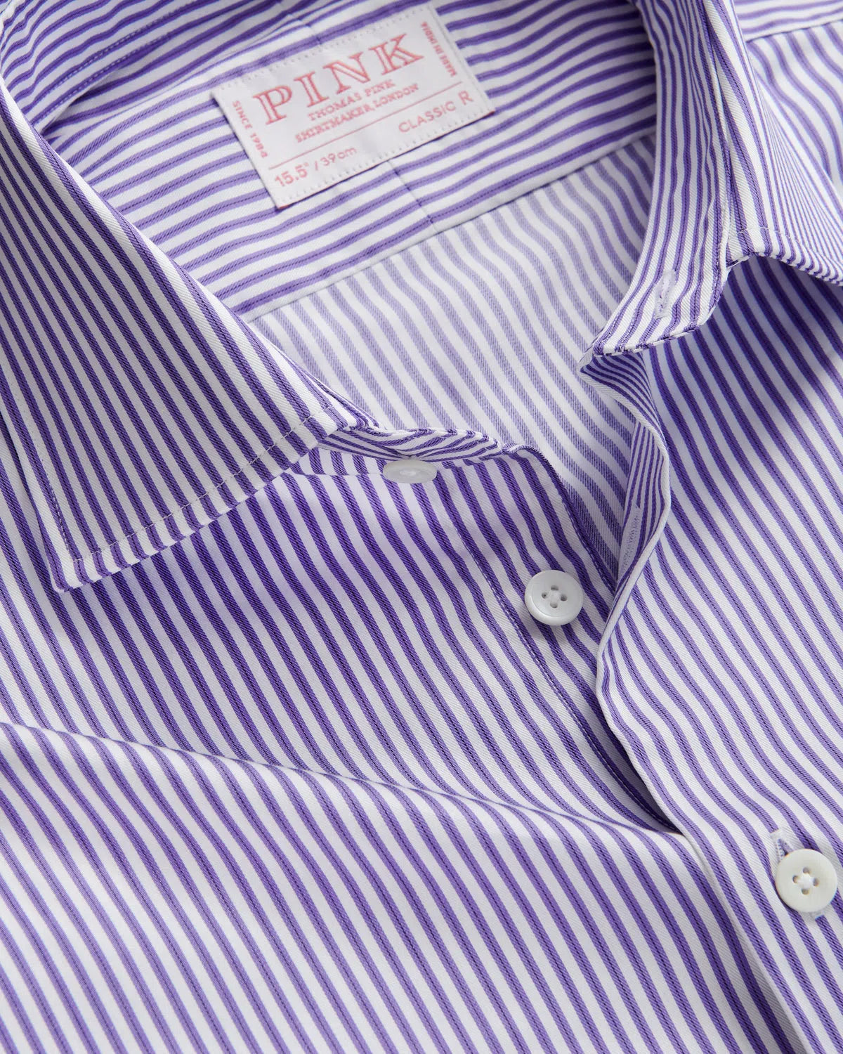 Thomas Pink Classic Fit Formal Twill Stripe Shirt Purple/White-MALFORD OF LONDON SAVILE ROW MENSWEAR OUTLET