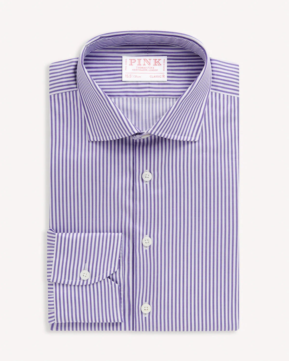 Thomas Pink Classic Fit Formal Twill Stripe Shirt Purple/White-MALFORD OF LONDON SAVILE ROW MENSWEAR OUTLET