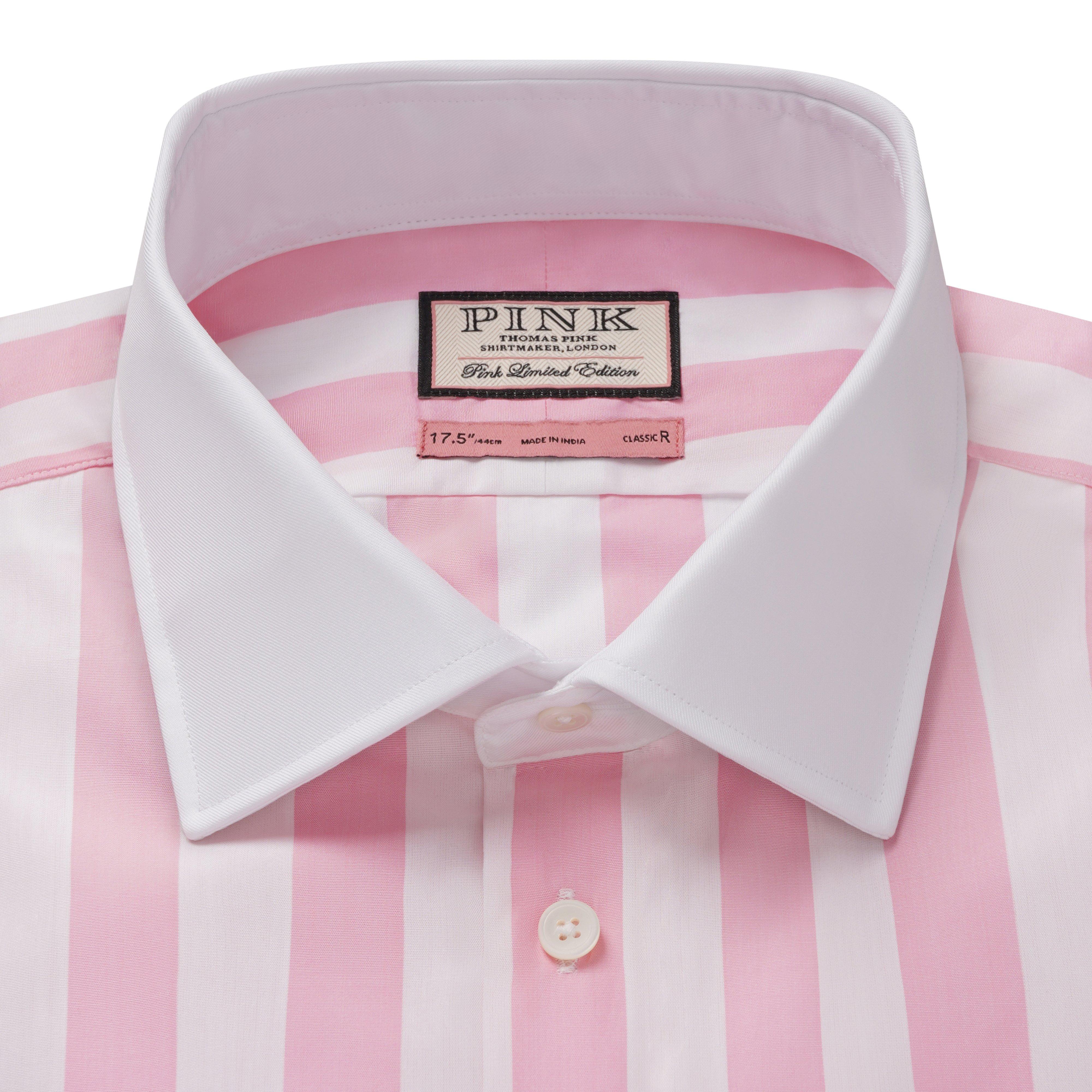 Thomas Pink Classic Fit Formal Wide Stripe Shirt Pink-MALFORD OF LONDON SAVILE ROW MENSWEAR OUTLET