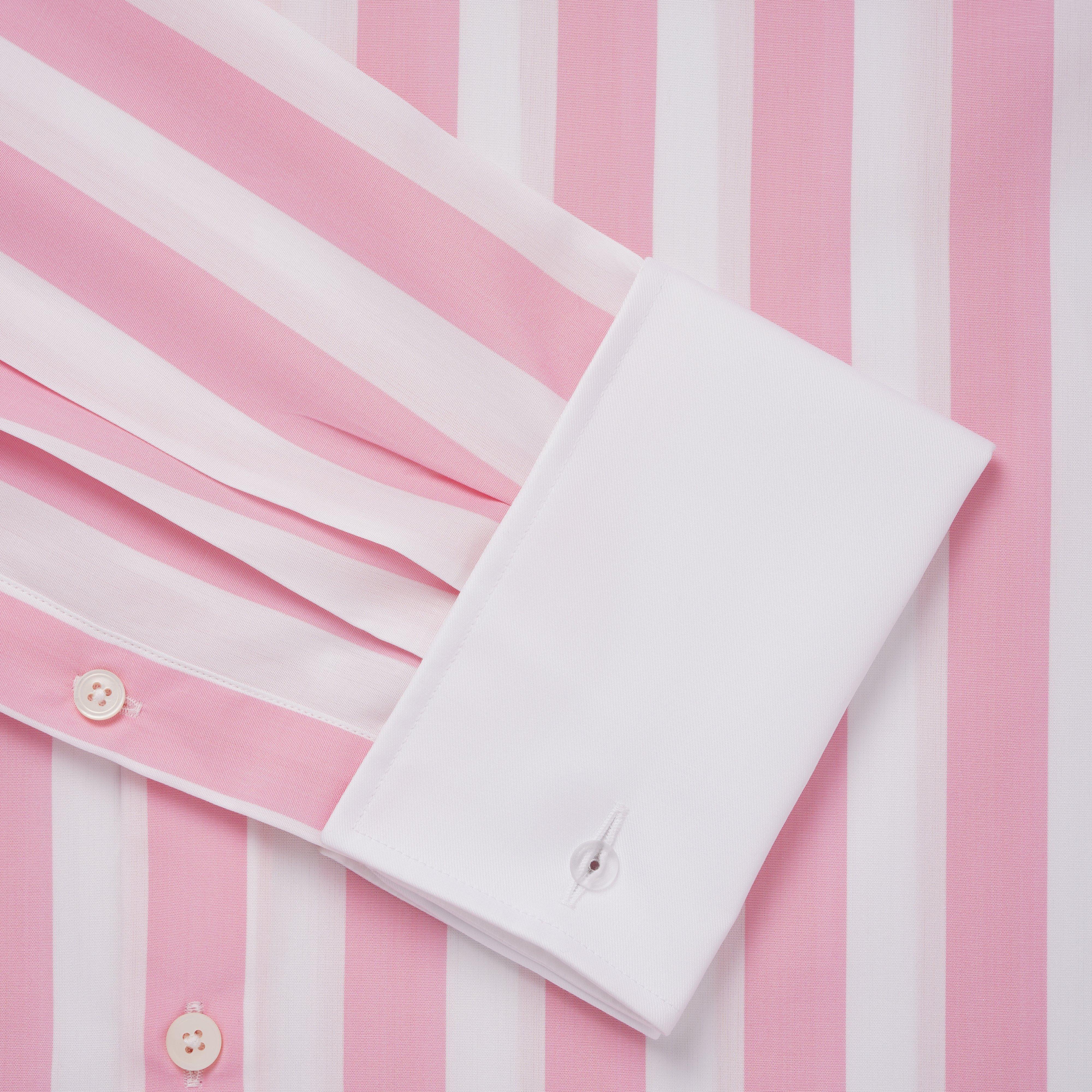 Thomas Pink Classic Fit Formal Wide Stripe Shirt Pink-MALFORD OF LONDON SAVILE ROW MENSWEAR OUTLET