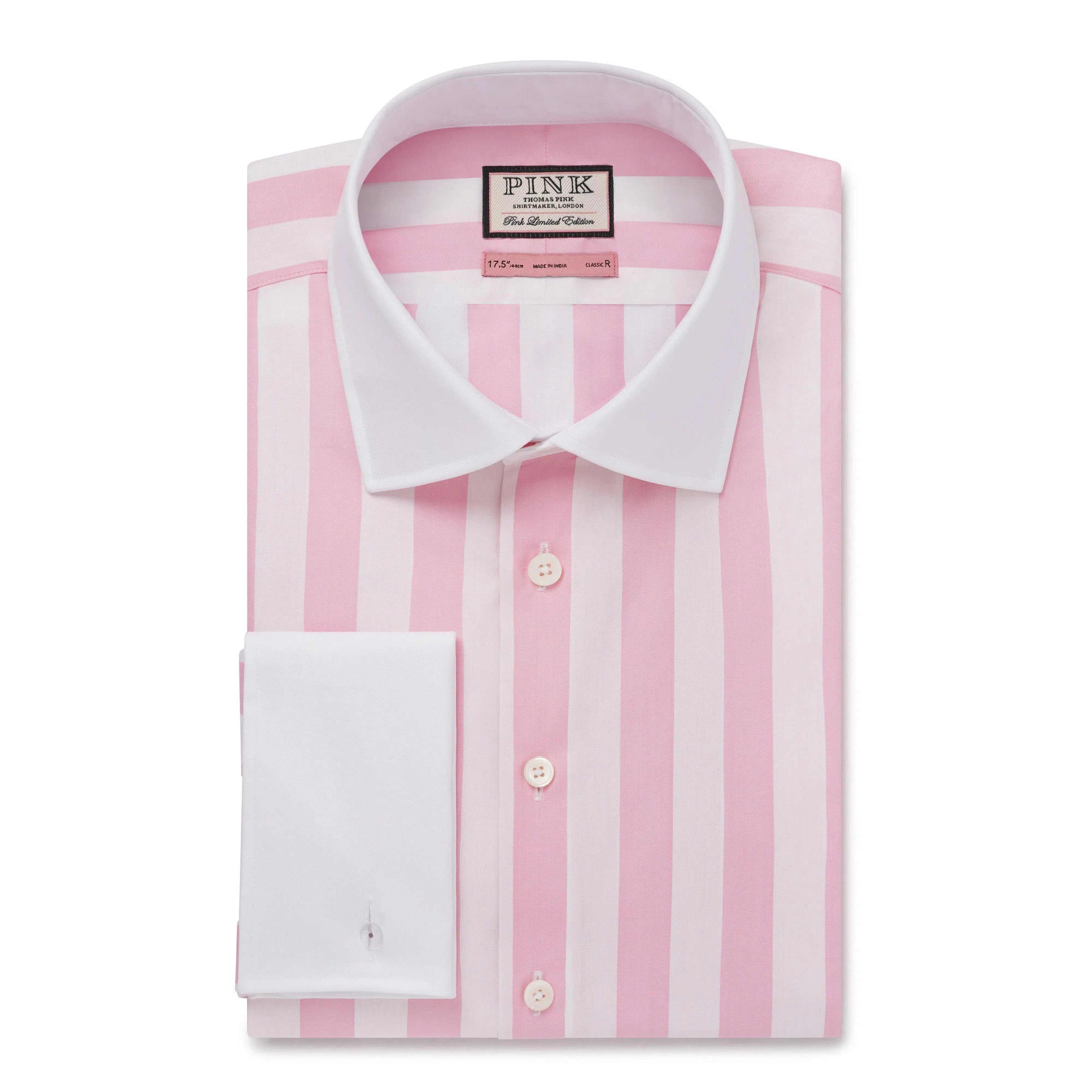 Thomas Pink Classic Fit Formal Wide Stripe Shirt Pink-MALFORD OF LONDON SAVILE ROW MENSWEAR OUTLET