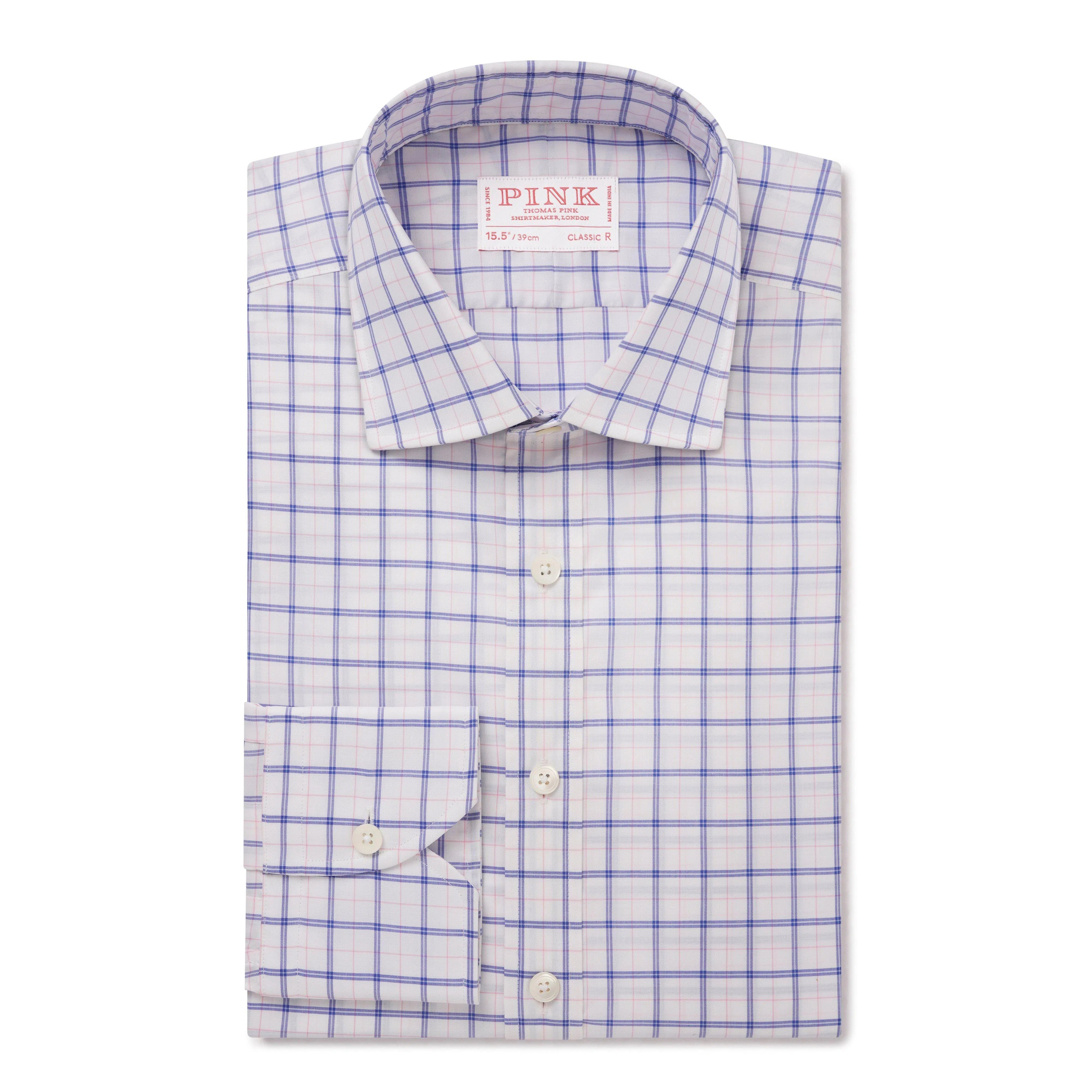 Thomas Pink Classic Fit Formal Windowpane Check Shirt-MALFORD OF LONDON SAVILE ROW MENSWEAR OUTLET