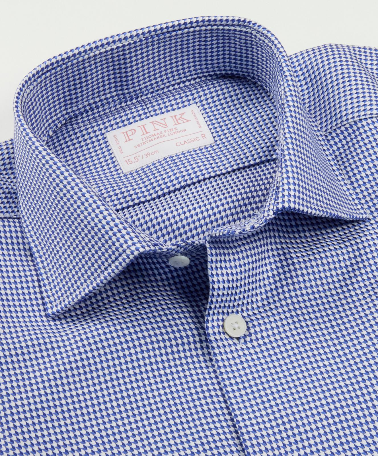 Thomas Pink Classic Fit Geometric Formal Shirt Deep Blue/White-MALFORD OF LONDON SAVILE ROW MENSWEAR OUTLET