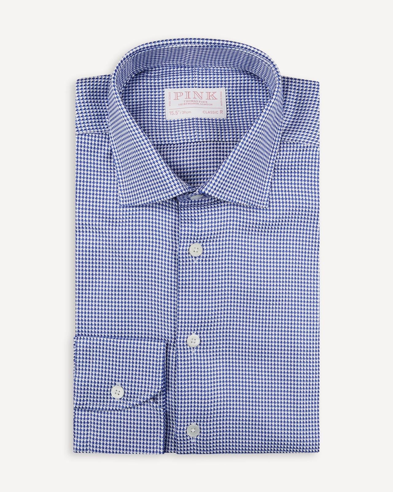 Thomas Pink Classic Fit Geometric Formal Shirt Deep Blue/White-MALFORD OF LONDON SAVILE ROW MENSWEAR OUTLET