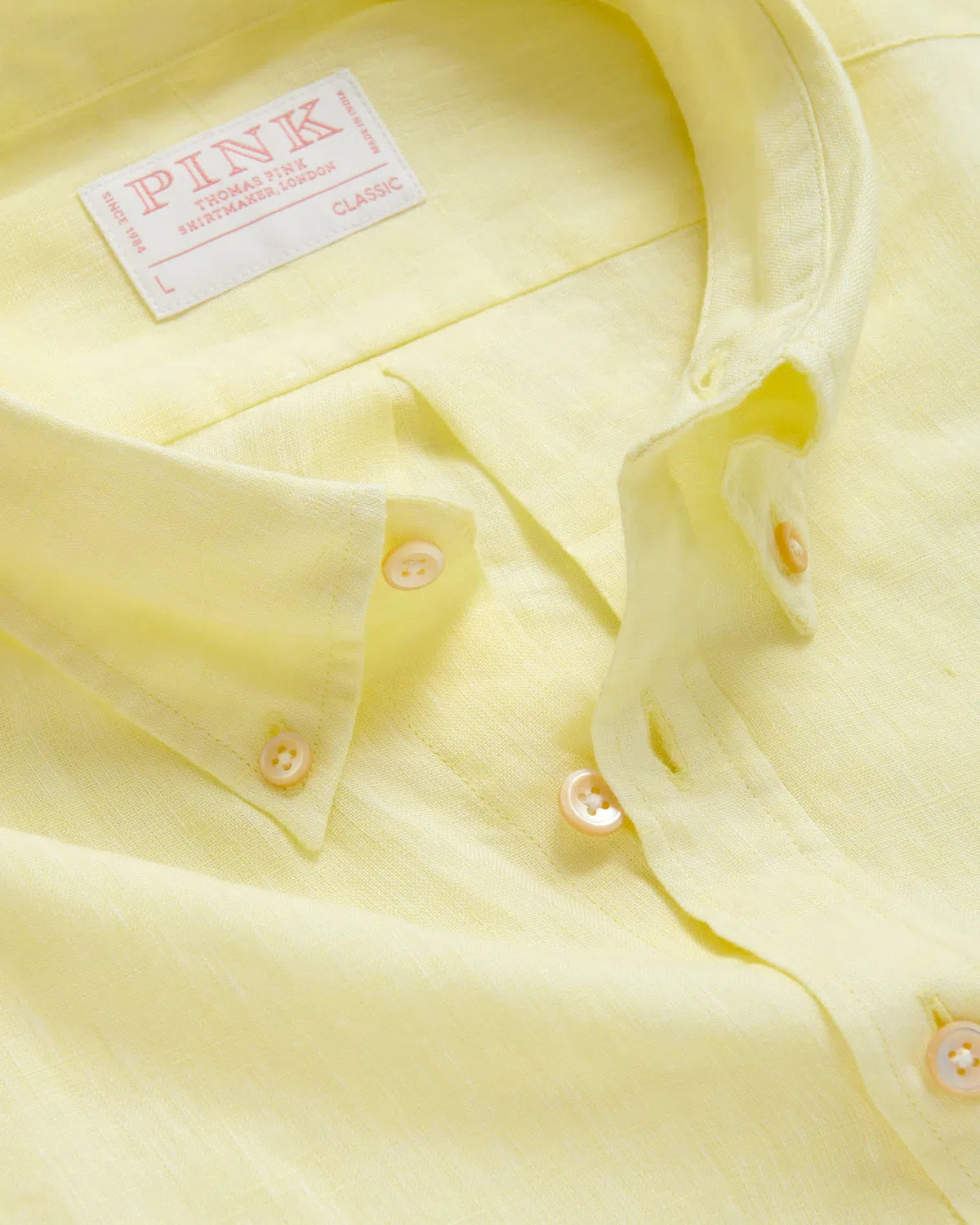 Thomas Pink Classic Fit Smart BD Casual Chambray Linen Shirt Yellow-MALFORD OF LONDON SAVILE ROW MENSWEAR OUTLET