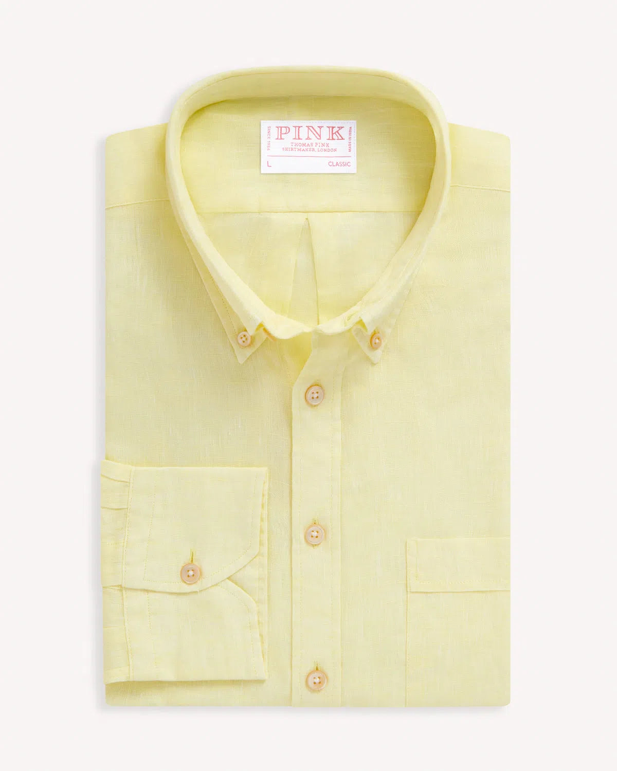 Thomas Pink Classic Fit Smart BD Casual Chambray Linen Shirt Yellow-MALFORD OF LONDON SAVILE ROW MENSWEAR OUTLET