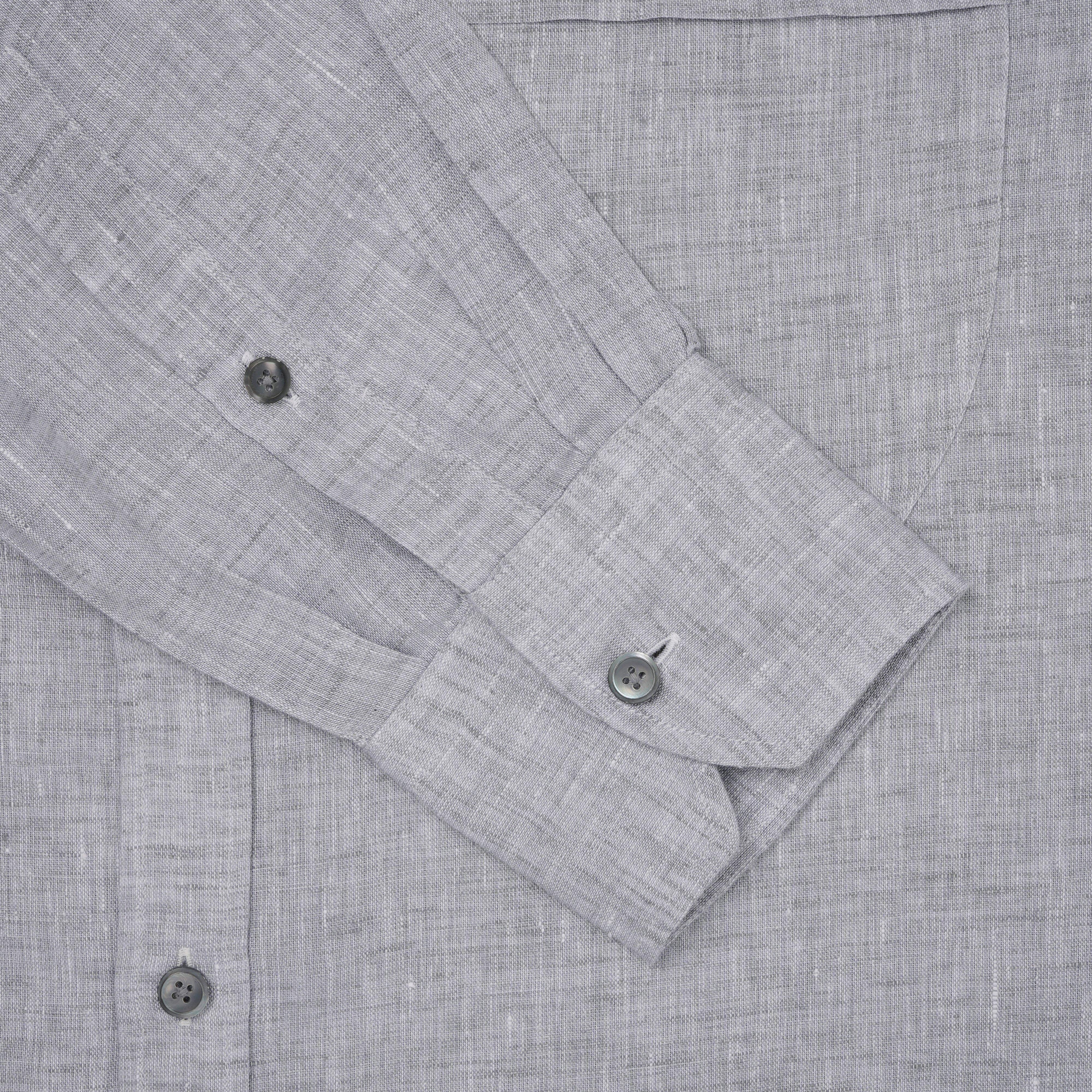 Thomas Pink Classic Fit Smart Casual Chambray Linen Shirt Silver-MALFORD OF LONDON SAVILE ROW MENSWEAR OUTLET