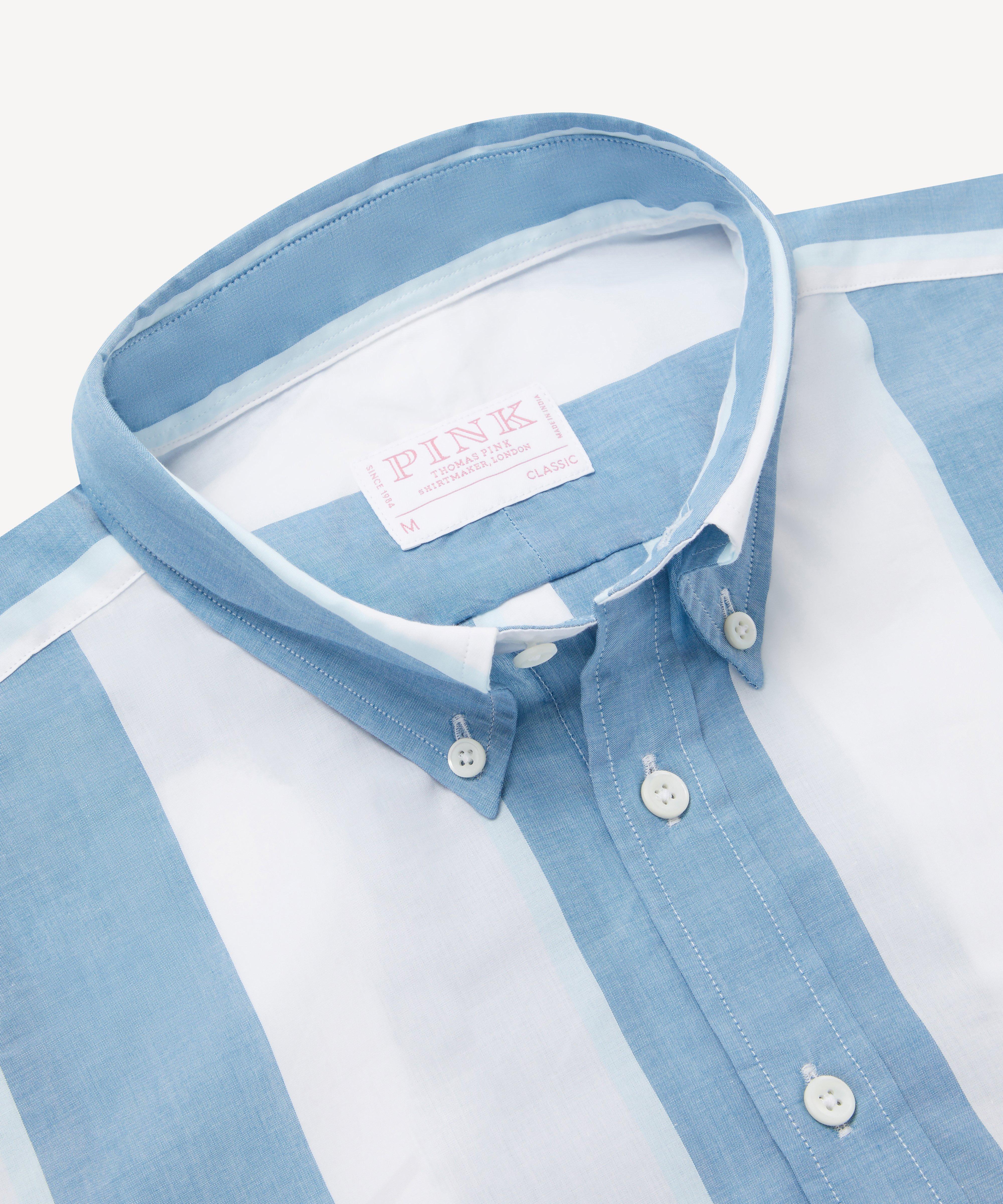 Thomas Pink Classic Fit Smart Casual Chambray Stripe Shirt-MALFORD OF LONDON SAVILE ROW MENSWEAR OUTLET