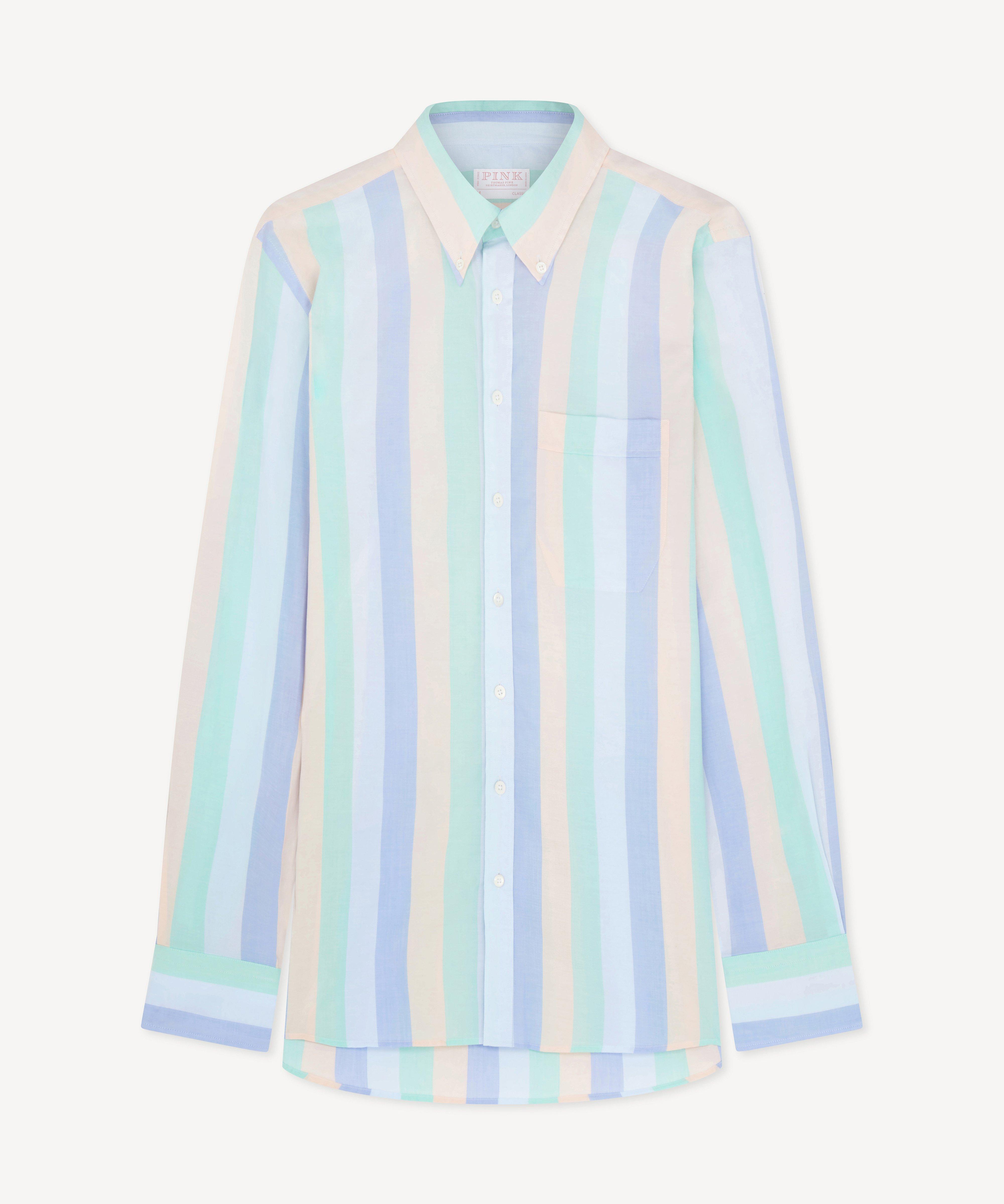 Thomas Pink Classic Fit Smart Casual Chambray Stripe Shirt-MALFORD OF LONDON SAVILE ROW MENSWEAR OUTLET