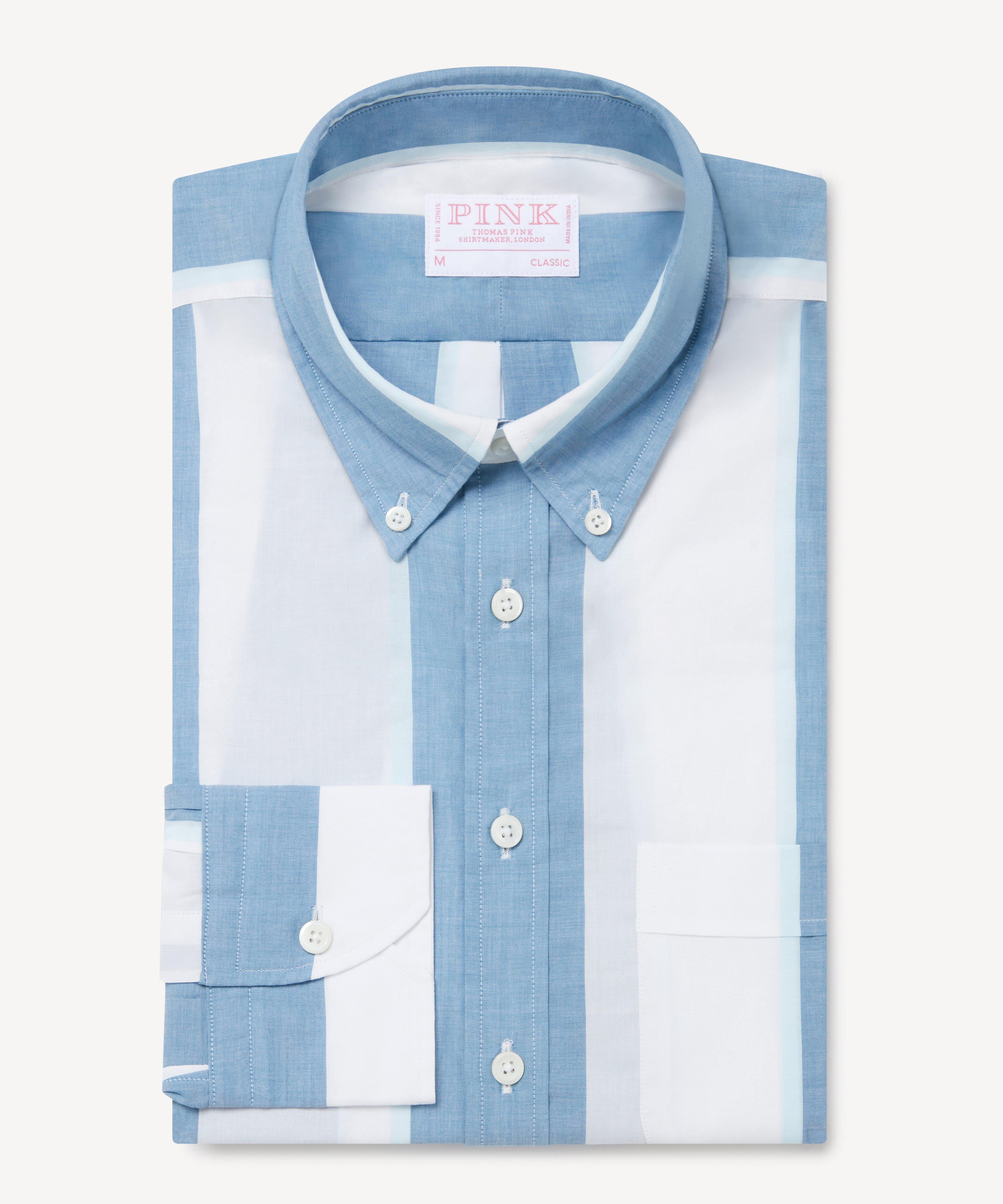 Thomas Pink Classic Fit Smart Casual Chambray Stripe Shirt-MALFORD OF LONDON SAVILE ROW MENSWEAR OUTLET