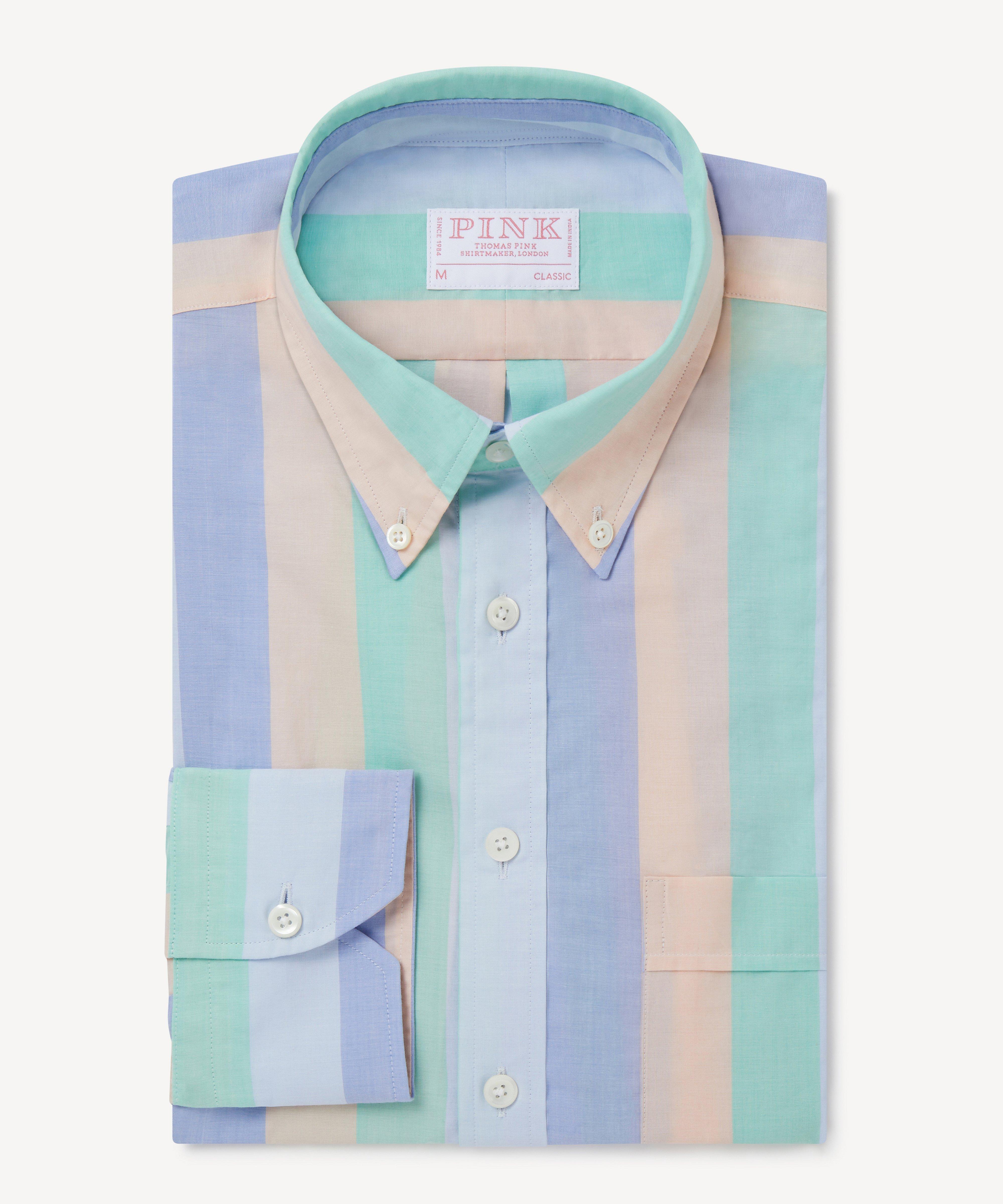 Thomas Pink Classic Fit Smart Casual Chambray Stripe Shirt-MALFORD OF LONDON SAVILE ROW MENSWEAR OUTLET