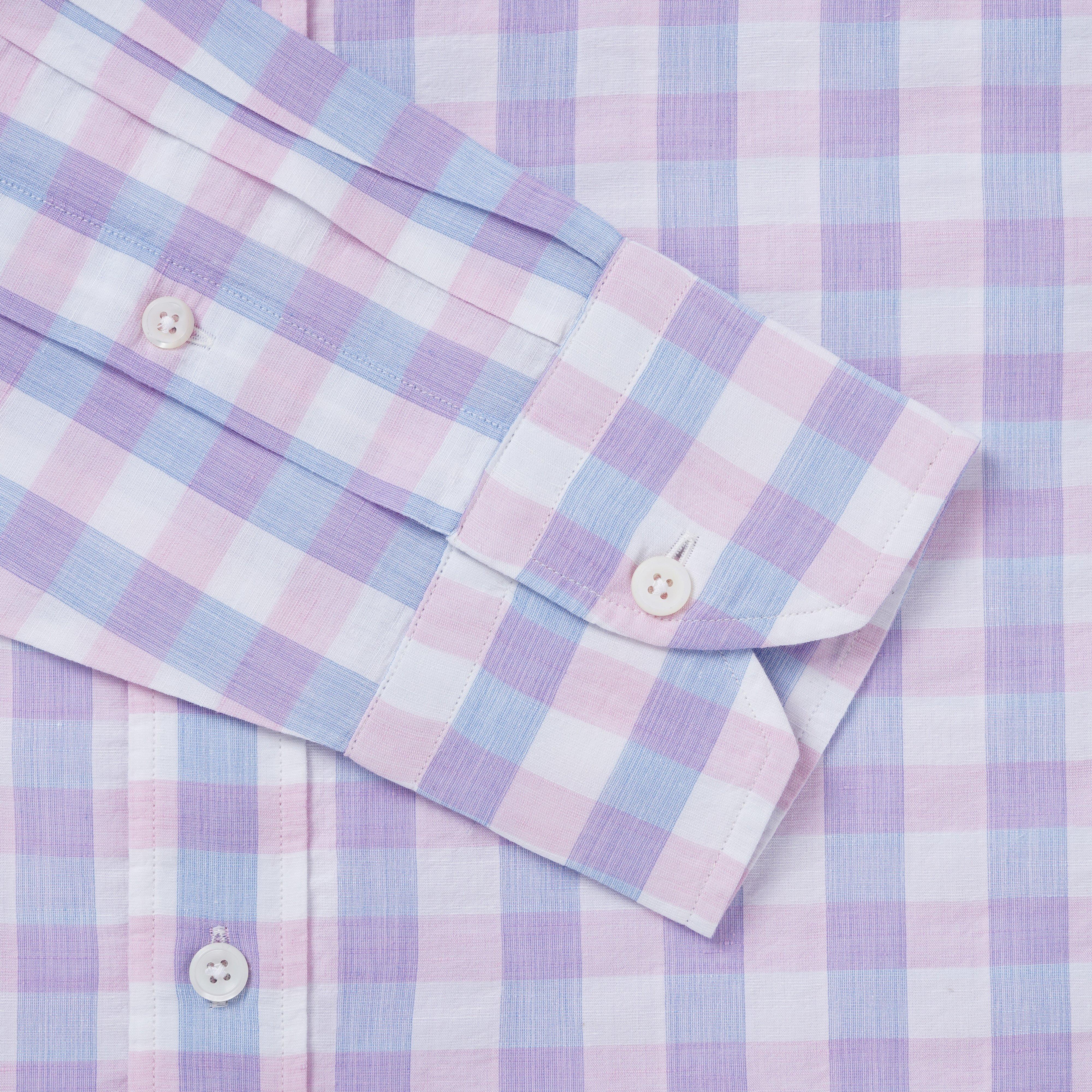 Thomas Pink Classic Fit Smart Casual Cotton Linen Check Shirt-MALFORD OF LONDON SAVILE ROW MENSWEAR OUTLET