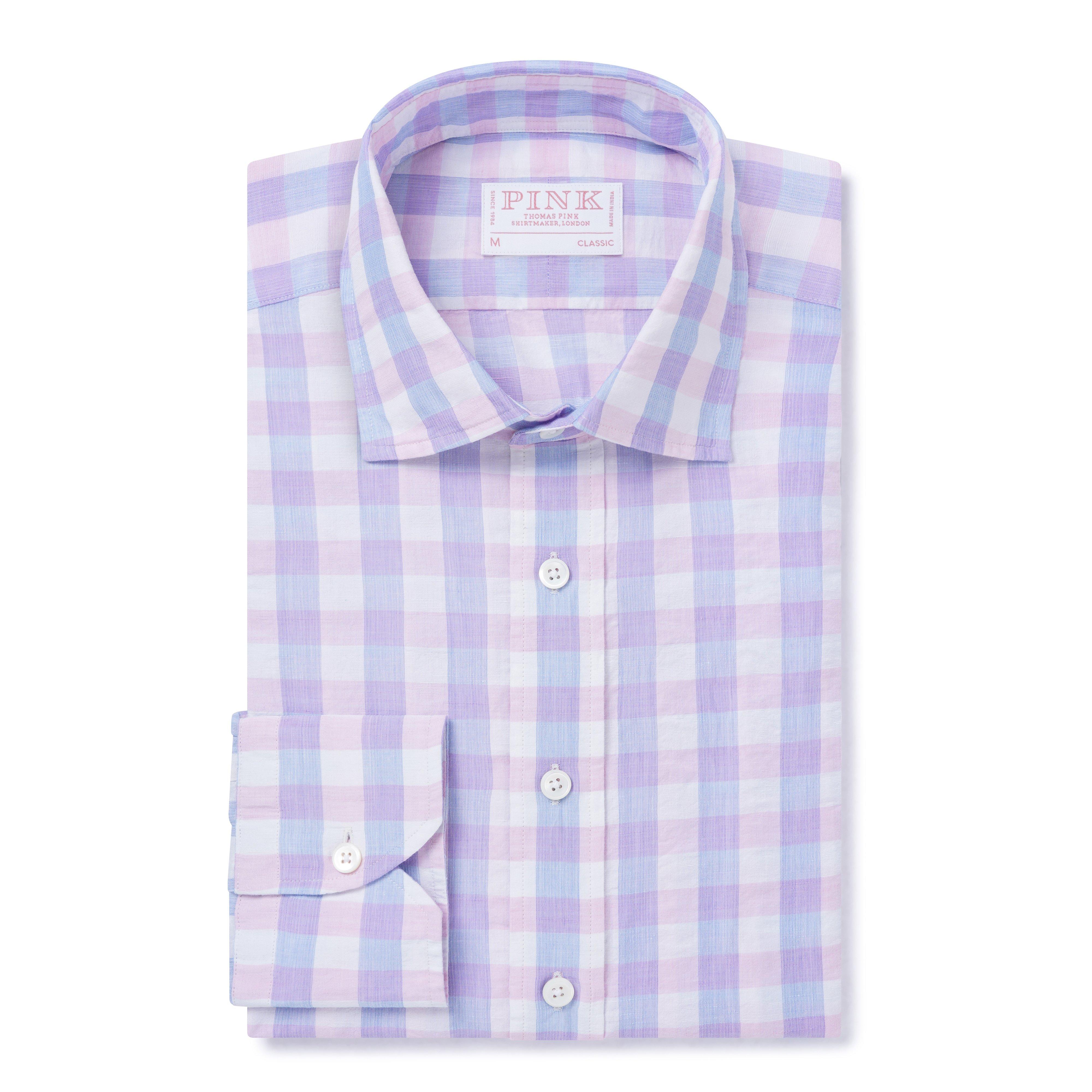 Thomas Pink Classic Fit Smart Casual Cotton Linen Check Shirt-MALFORD OF LONDON SAVILE ROW MENSWEAR OUTLET