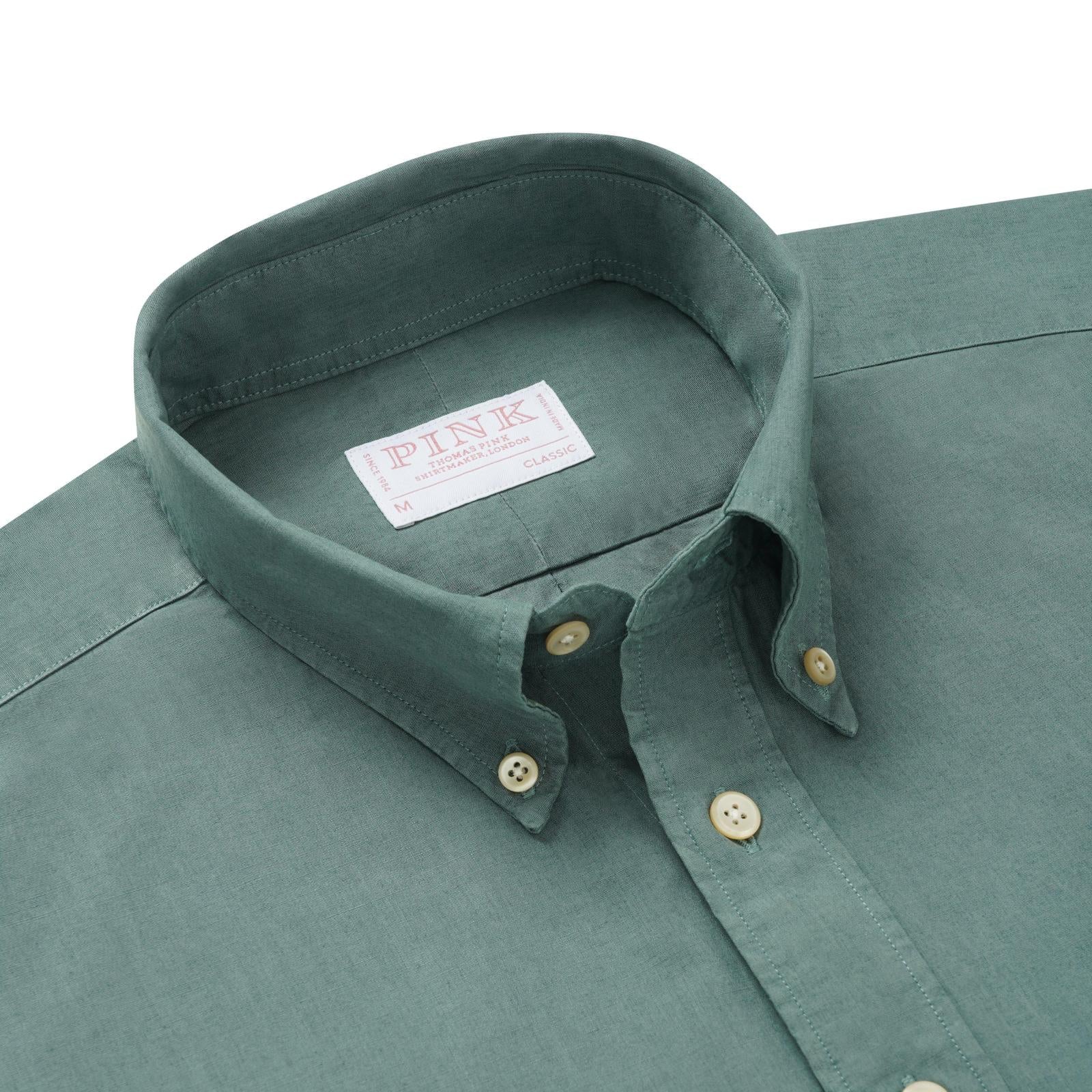 Thomas Pink Classic Fit Smart Casual Cotton Linen Dyed Shirt-MALFORD OF LONDON SAVILE ROW MENSWEAR OUTLET