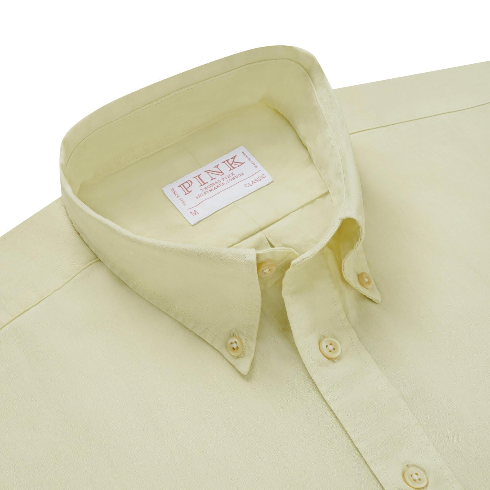 Thomas Pink Classic Fit Smart Casual Cotton Linen Dyed Shirt-MALFORD OF LONDON SAVILE ROW MENSWEAR OUTLET