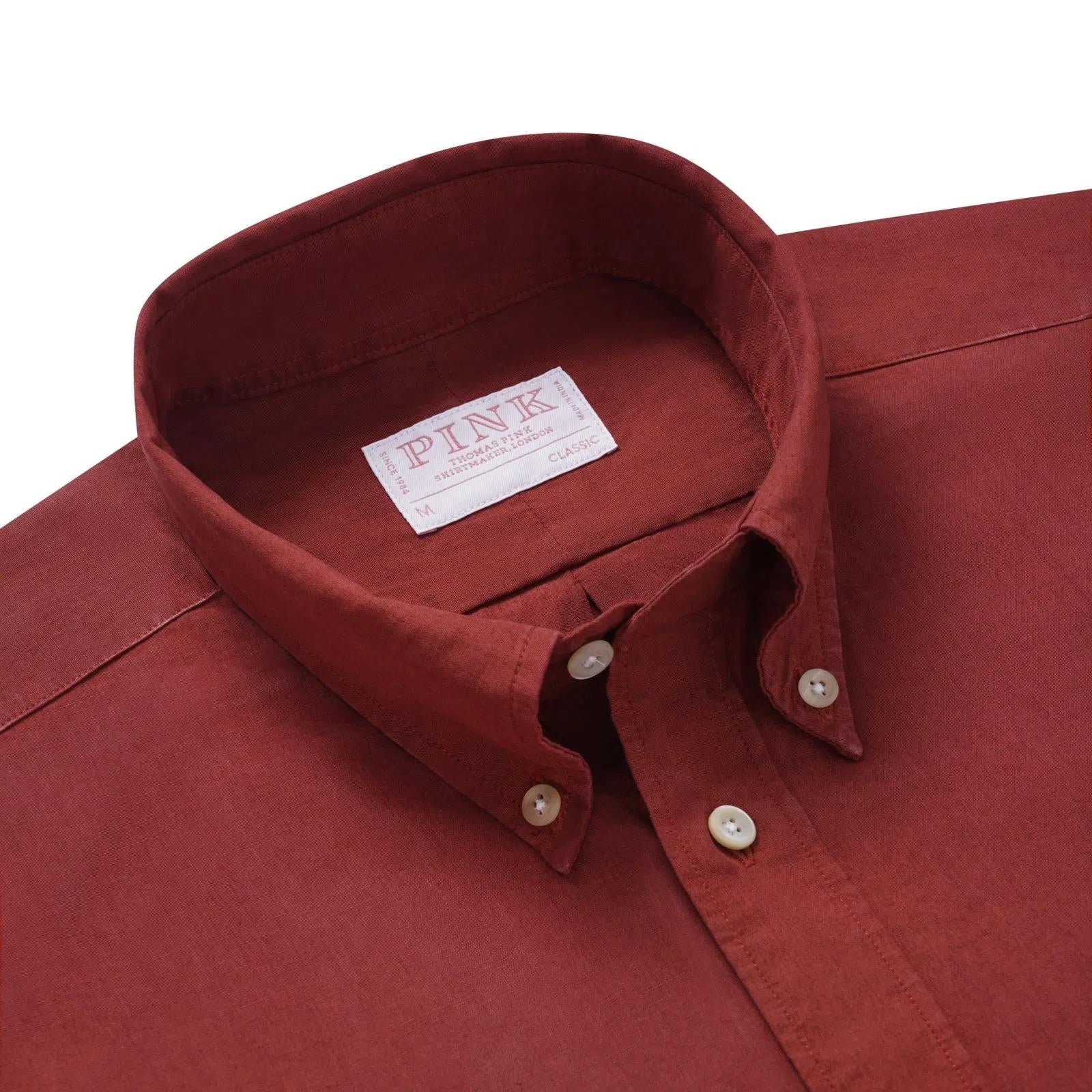 Thomas Pink Classic Fit Smart Casual Cotton Linen Dyed Shirt-MALFORD OF LONDON SAVILE ROW MENSWEAR OUTLET