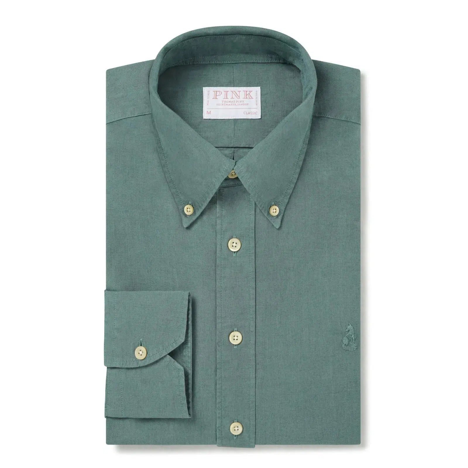 Thomas Pink Classic Fit Smart Casual Cotton Linen Dyed Shirt-MALFORD OF LONDON SAVILE ROW MENSWEAR OUTLET