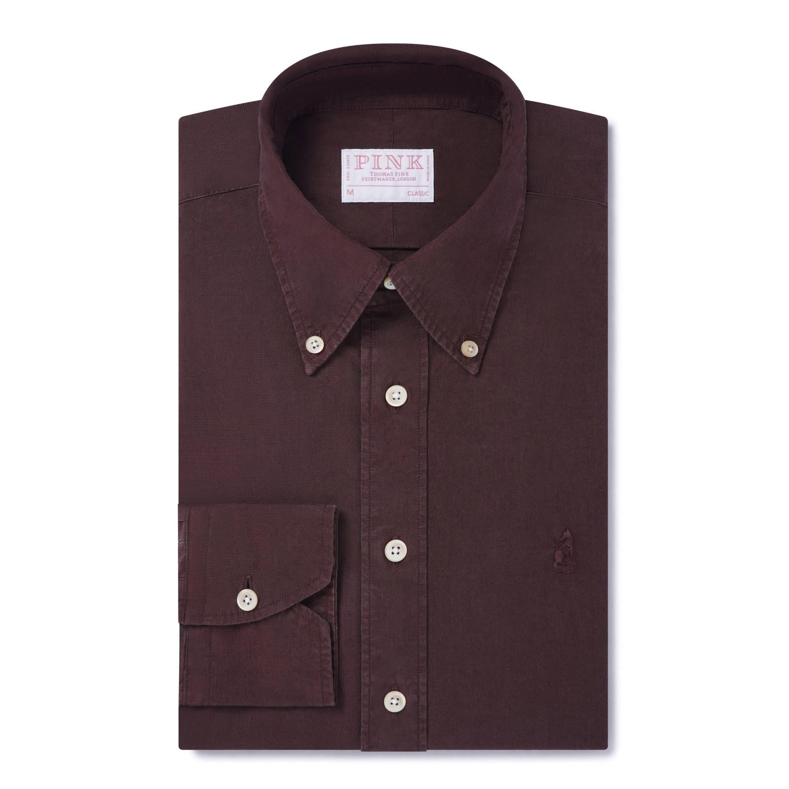 Thomas Pink Classic Fit Smart Casual Cotton Linen Dyed Shirt-MALFORD OF LONDON SAVILE ROW MENSWEAR OUTLET