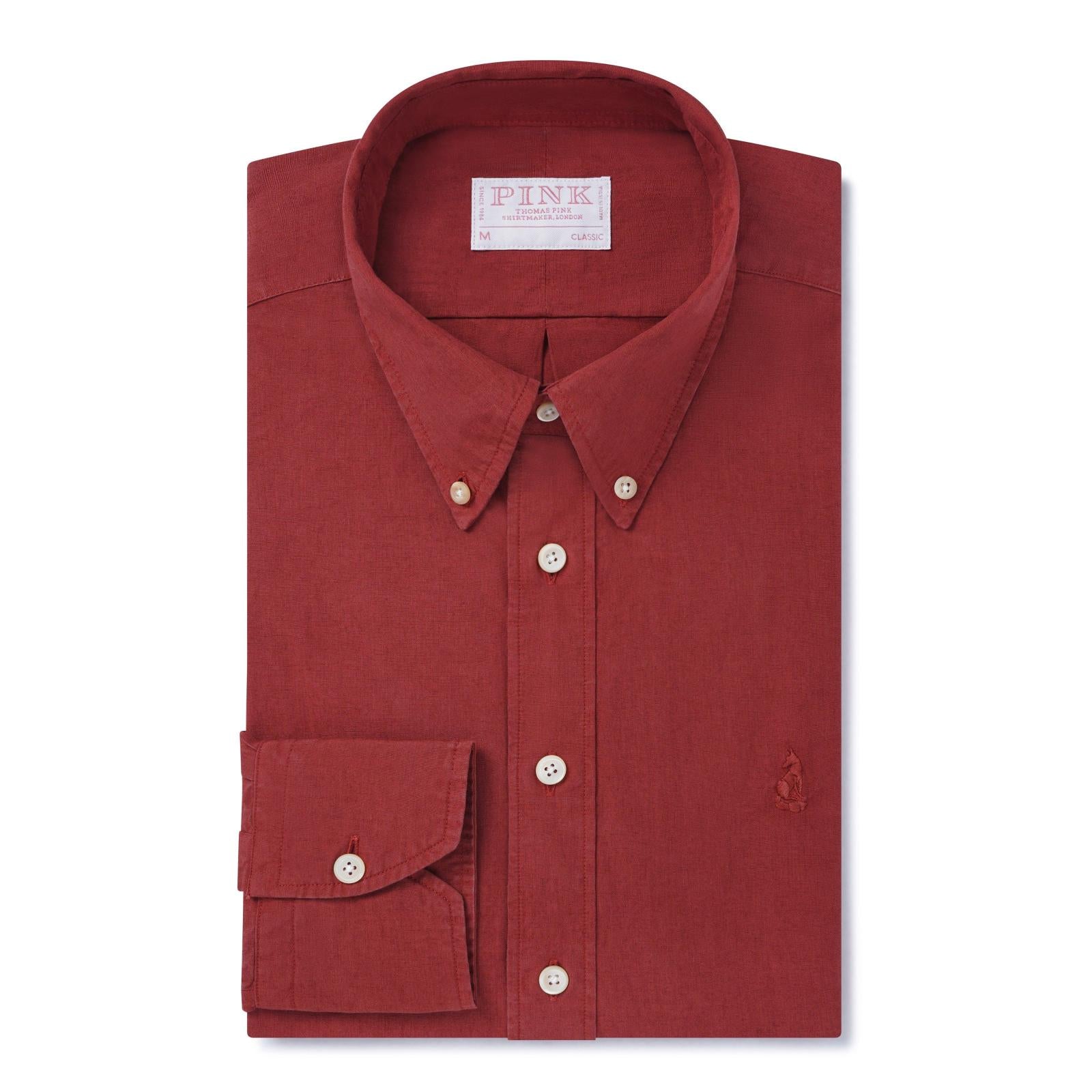 Thomas Pink Classic Fit Smart Casual Cotton Linen Dyed Shirt-MALFORD OF LONDON SAVILE ROW MENSWEAR OUTLET