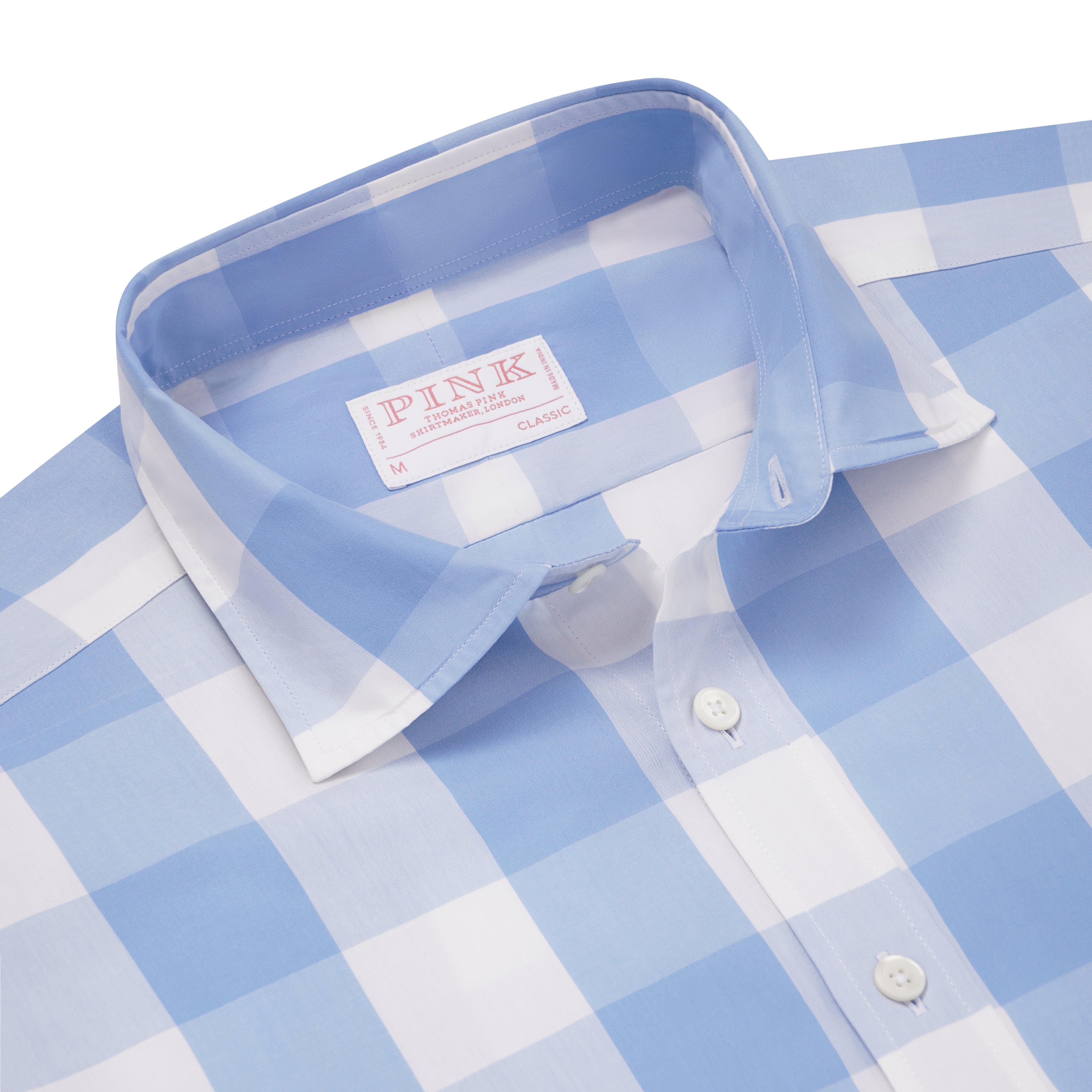 Thomas Pink Classic Fit Smart Casual Large Check Shirt Blue/White-MALFORD OF LONDON SAVILE ROW MENSWEAR OUTLET