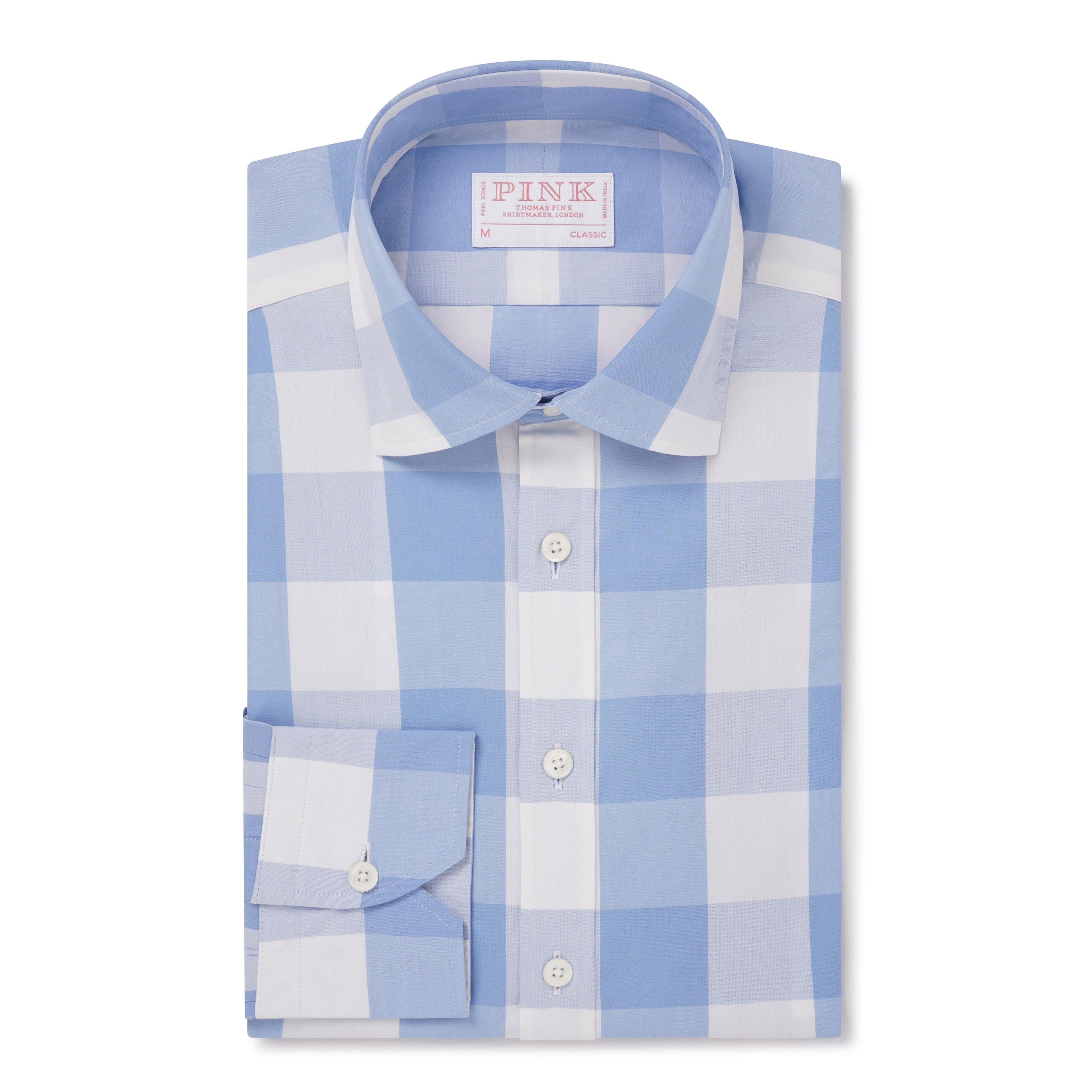 Thomas Pink Classic Fit Smart Casual Large Check Shirt Blue/White-MALFORD OF LONDON SAVILE ROW MENSWEAR OUTLET