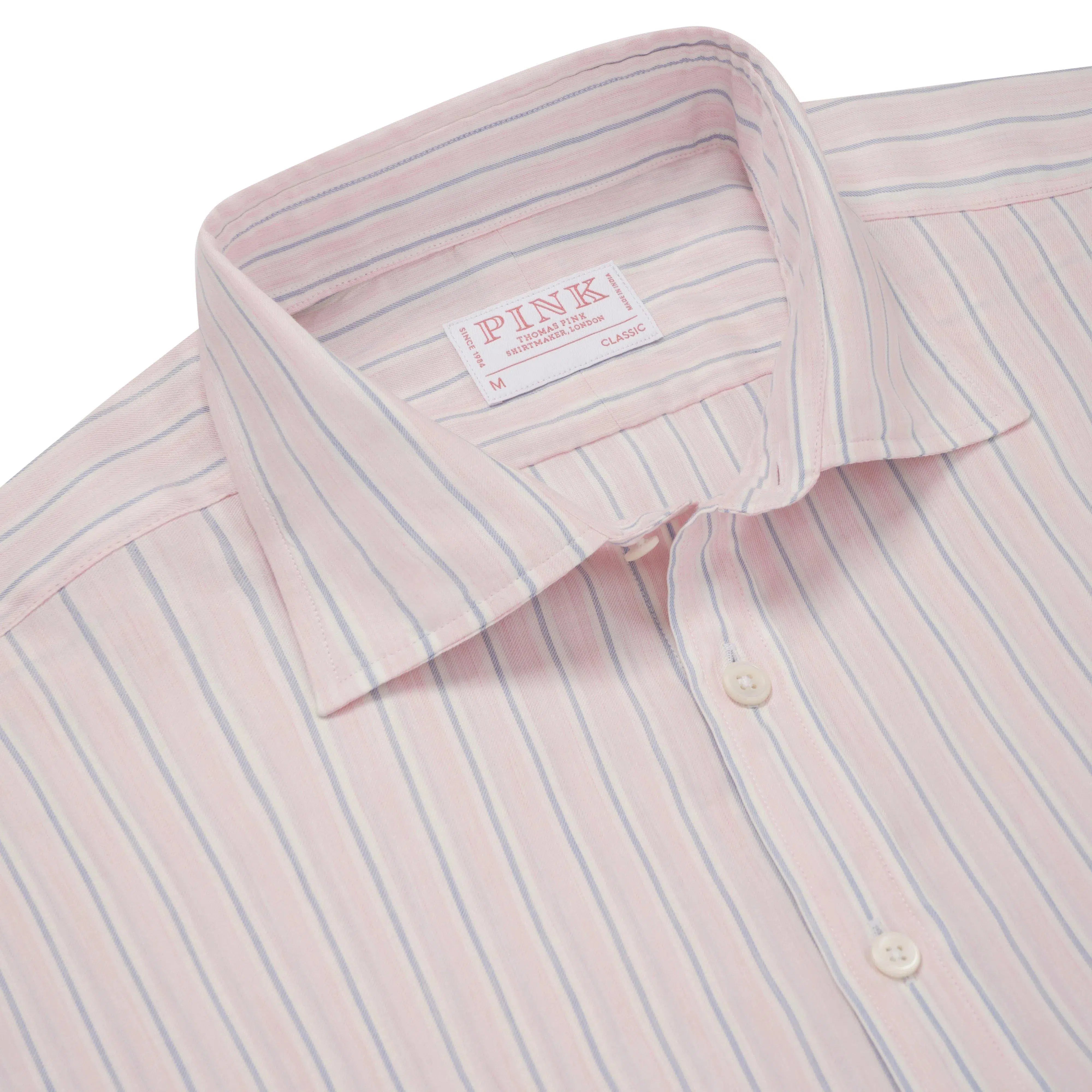 Thomas Pink Classic Fit Smart Casual Melange Stripe Shirt-MALFORD OF LONDON SAVILE ROW MENSWEAR OUTLET