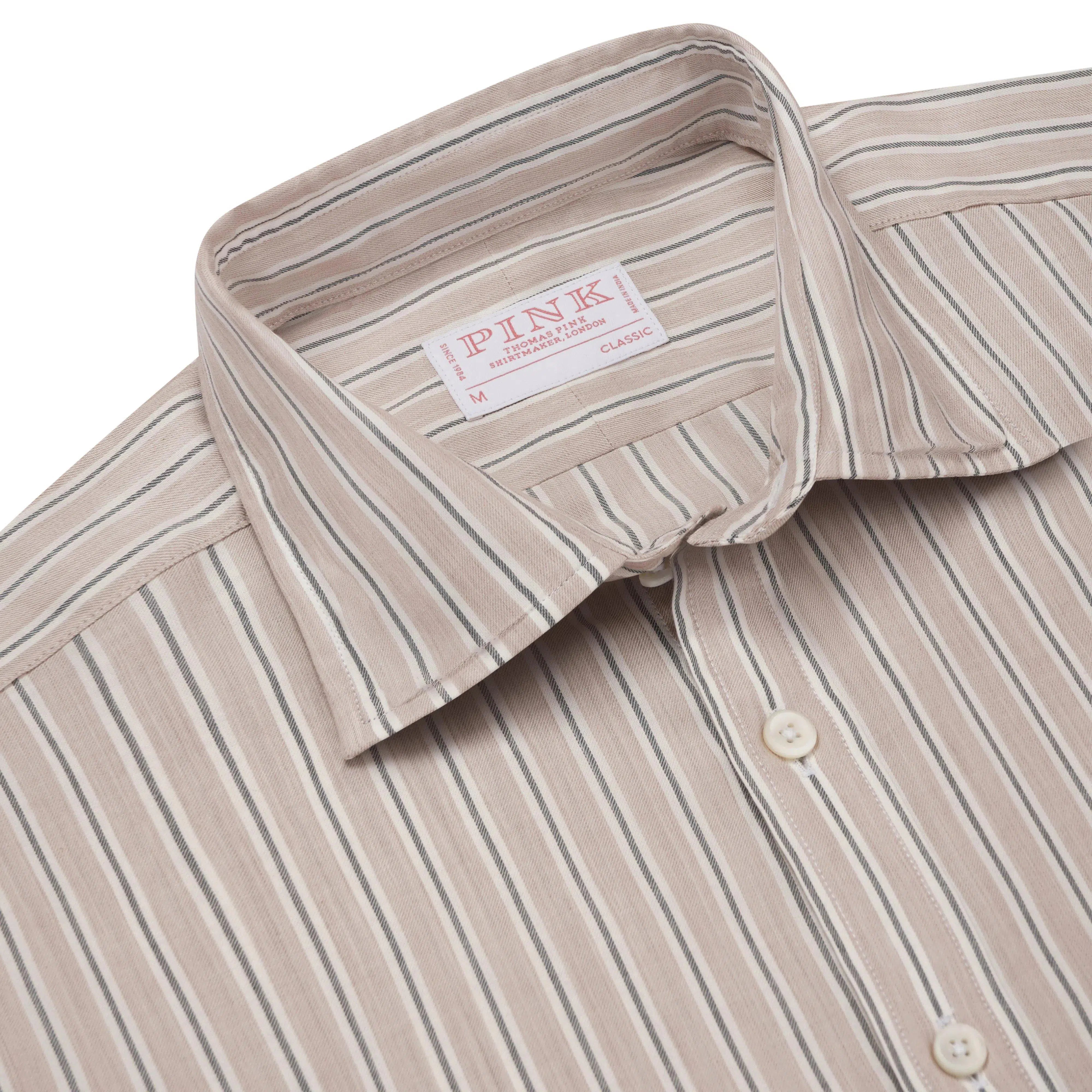 Thomas Pink Classic Fit Smart Casual Melange Stripe Shirt-MALFORD OF LONDON SAVILE ROW MENSWEAR OUTLET