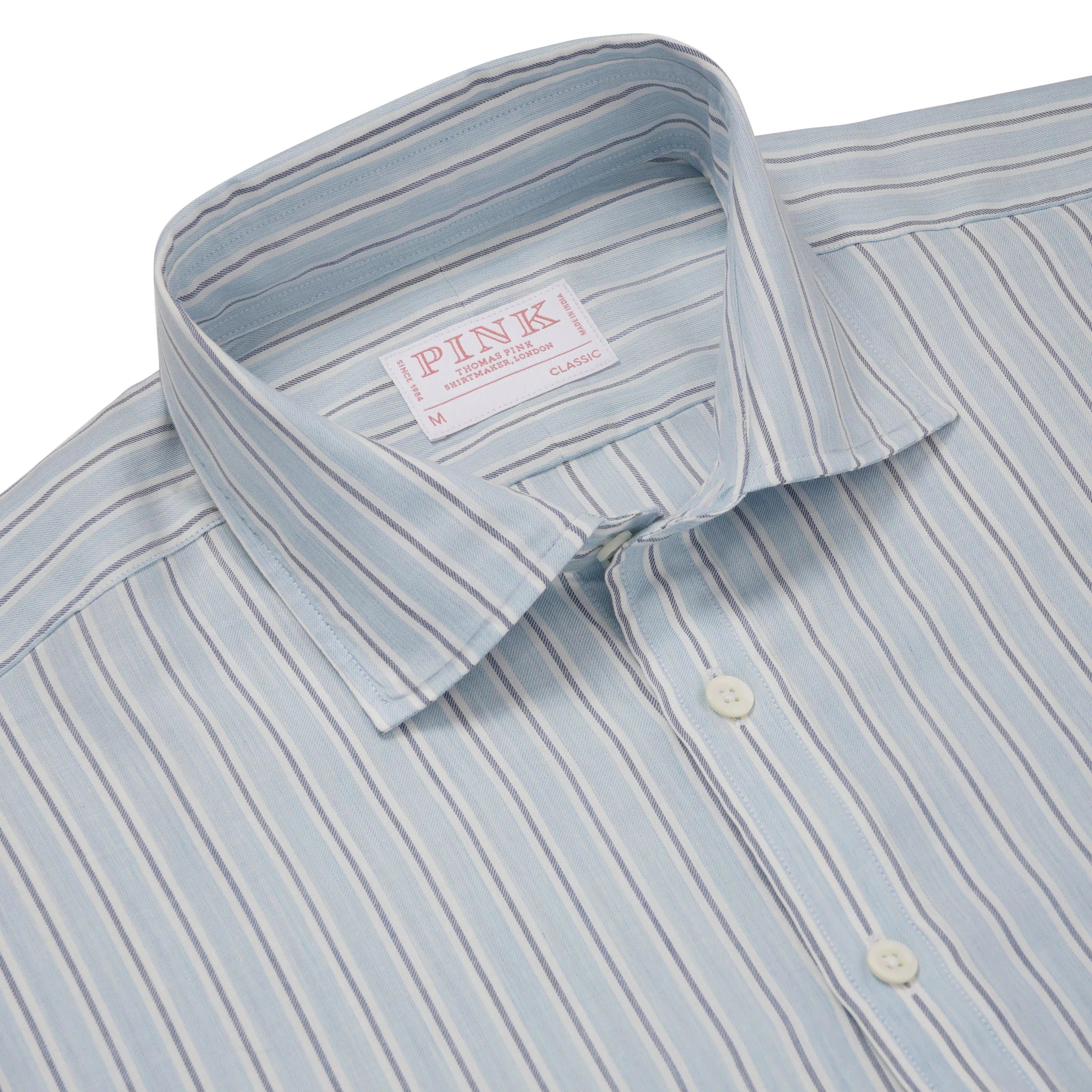 Thomas Pink Classic Fit Smart Casual Melange Stripe Shirt-MALFORD OF LONDON SAVILE ROW MENSWEAR OUTLET