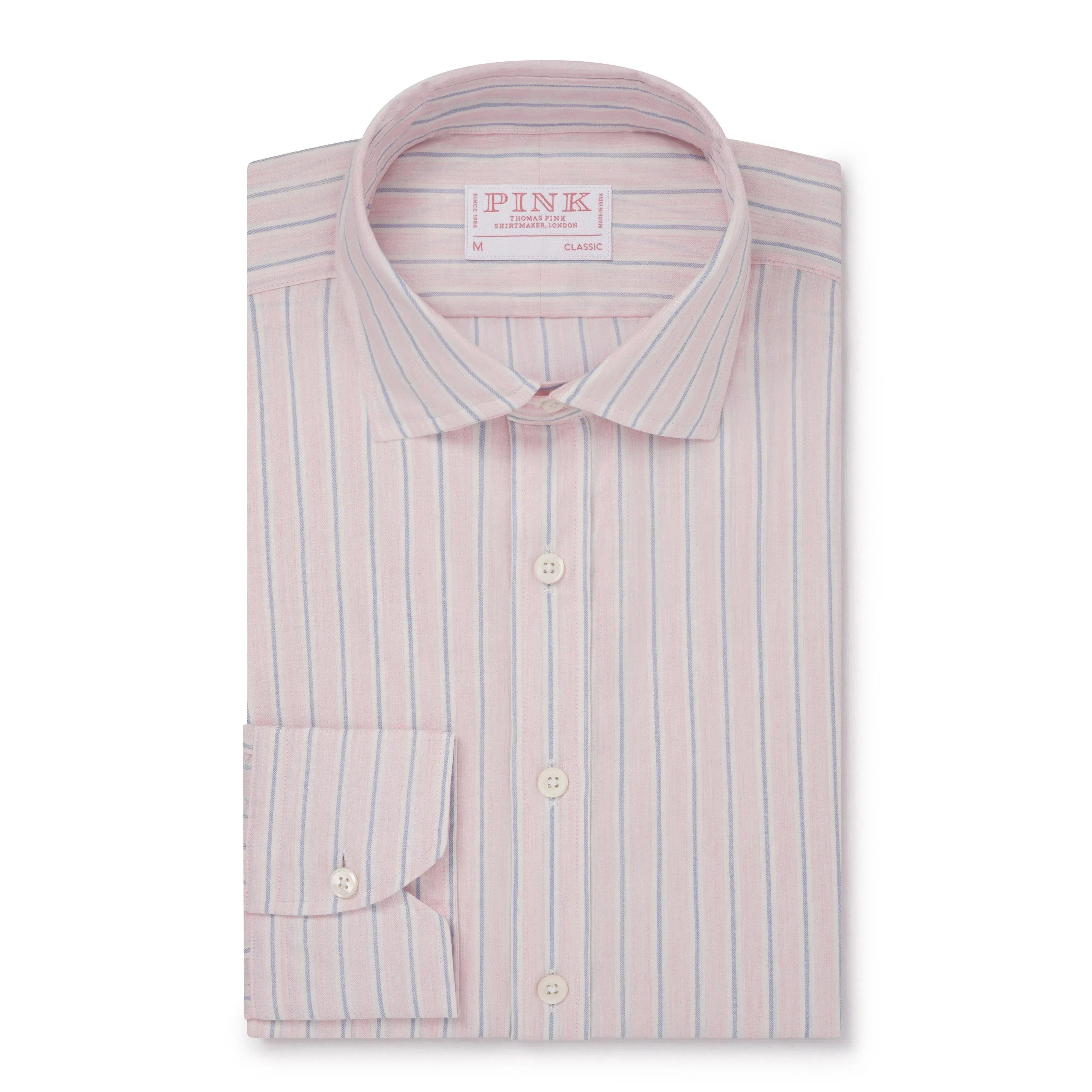 Thomas Pink Classic Fit Smart Casual Melange Stripe Shirt-MALFORD OF LONDON SAVILE ROW MENSWEAR OUTLET