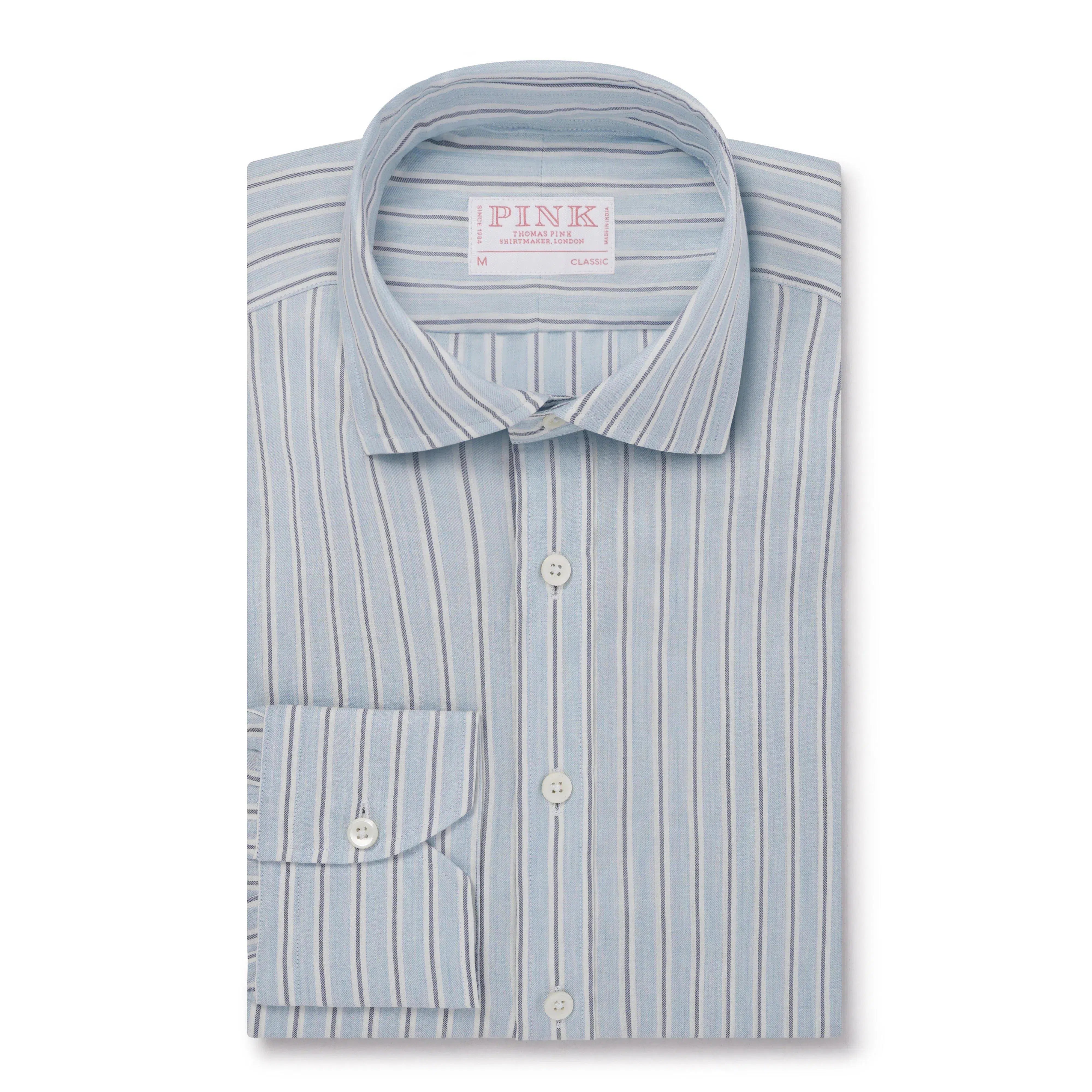 Thomas Pink Classic Fit Smart Casual Melange Stripe Shirt-MALFORD OF LONDON SAVILE ROW MENSWEAR OUTLET