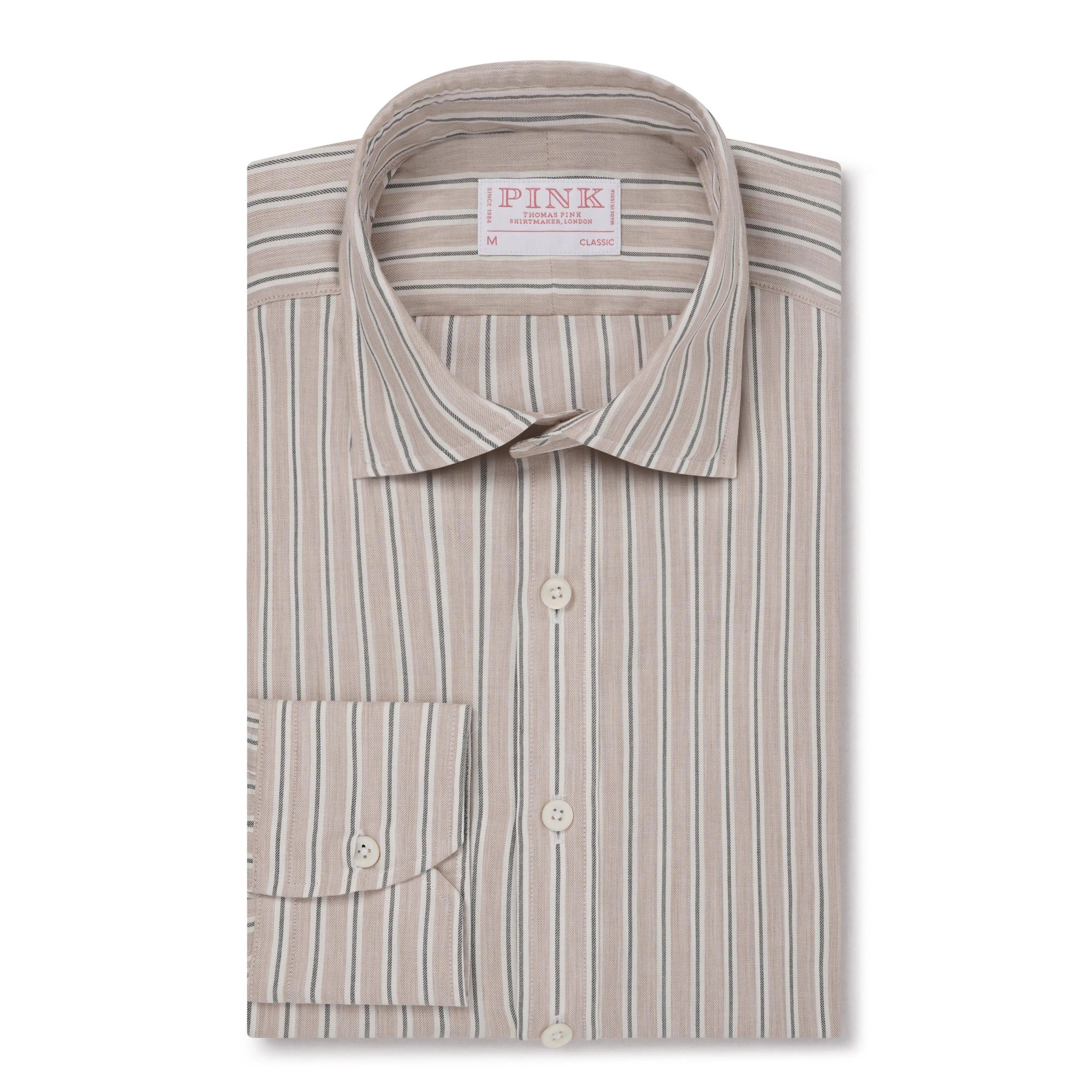 Thomas Pink Classic Fit Smart Casual Melange Stripe Shirt-MALFORD OF LONDON SAVILE ROW MENSWEAR OUTLET