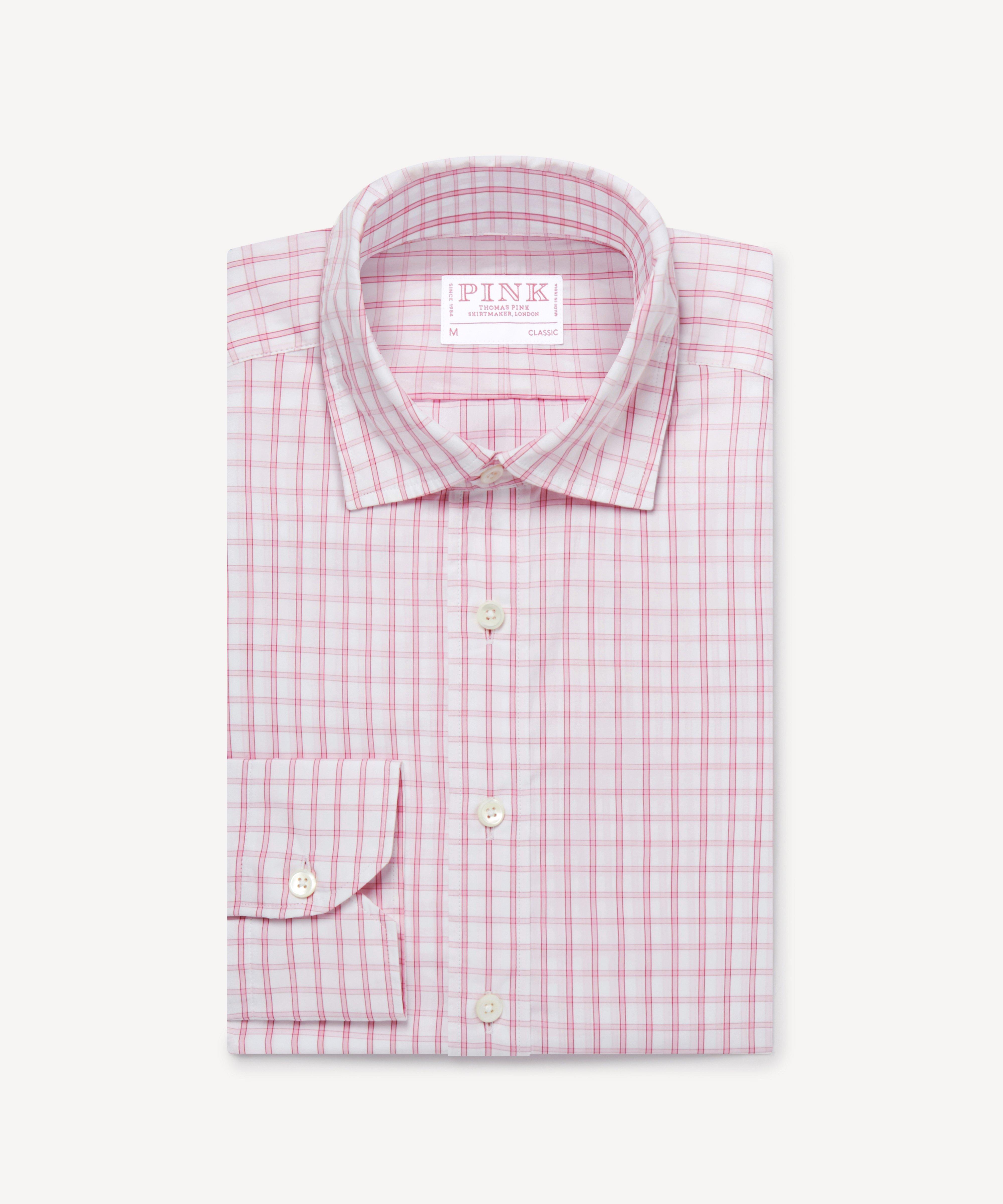 Thomas Pink Classic Fit Smart Casual Windowpane Check Shirt-MALFORD OF LONDON SAVILE ROW MENSWEAR OUTLET