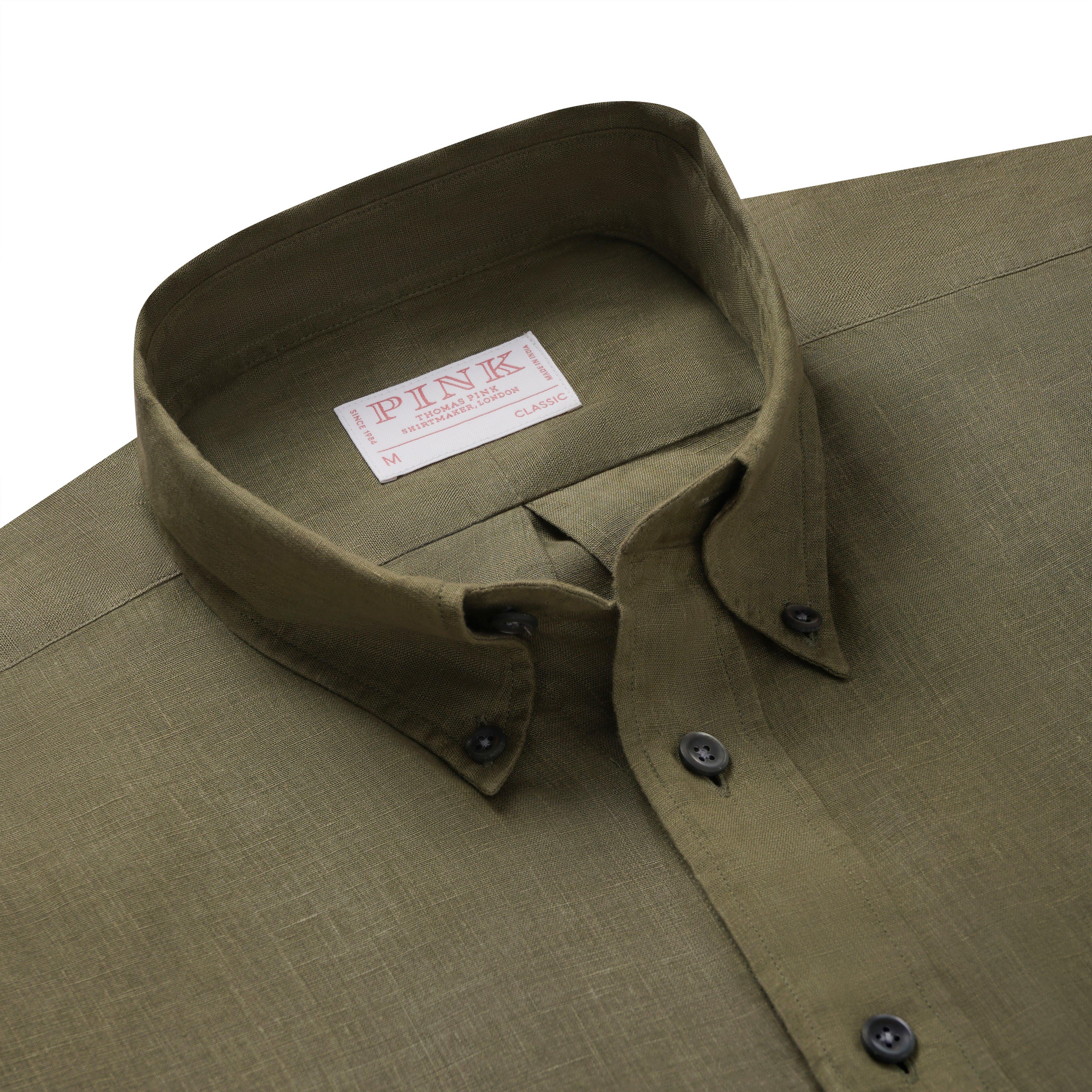 Thomas Pink Classic Fit Smart Casual Winter Linen Slub Shirt-MALFORD OF LONDON SAVILE ROW MENSWEAR OUTLET