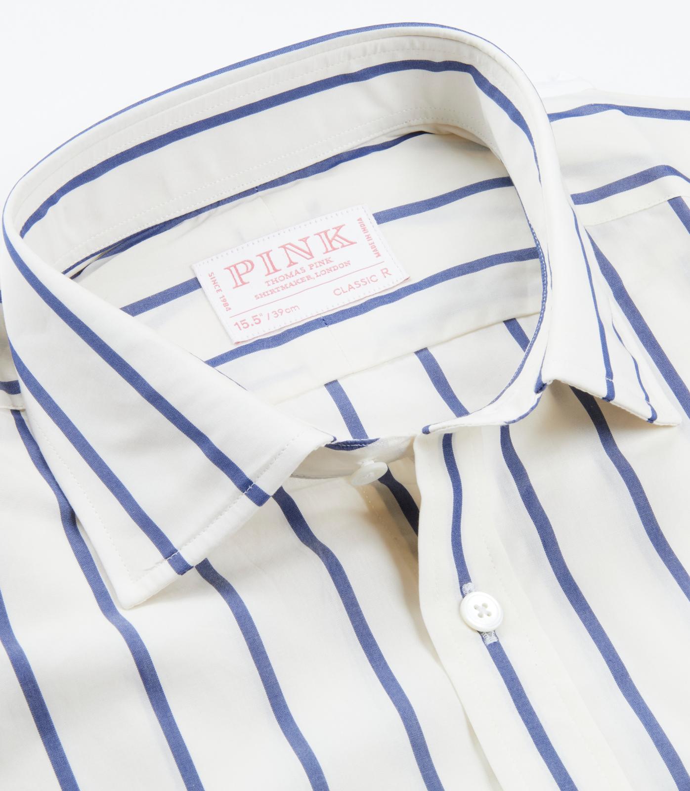 Thomas Pink Classic Fit Stripe Formal Shirt White/Blue-MALFORD OF LONDON SAVILE ROW MENSWEAR OUTLET