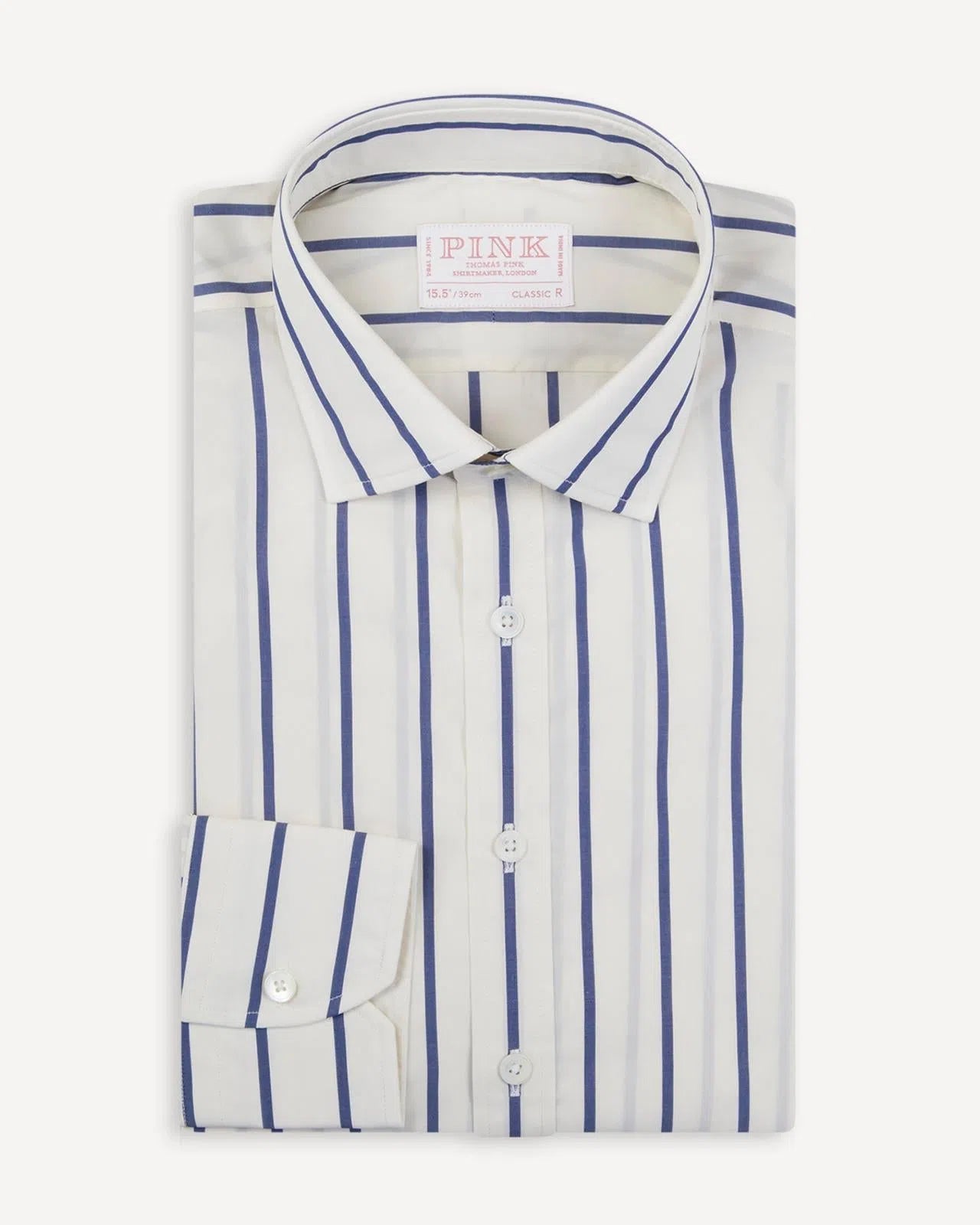 Thomas Pink Classic Fit Stripe Formal Shirt White/Blue-MALFORD OF LONDON SAVILE ROW MENSWEAR OUTLET