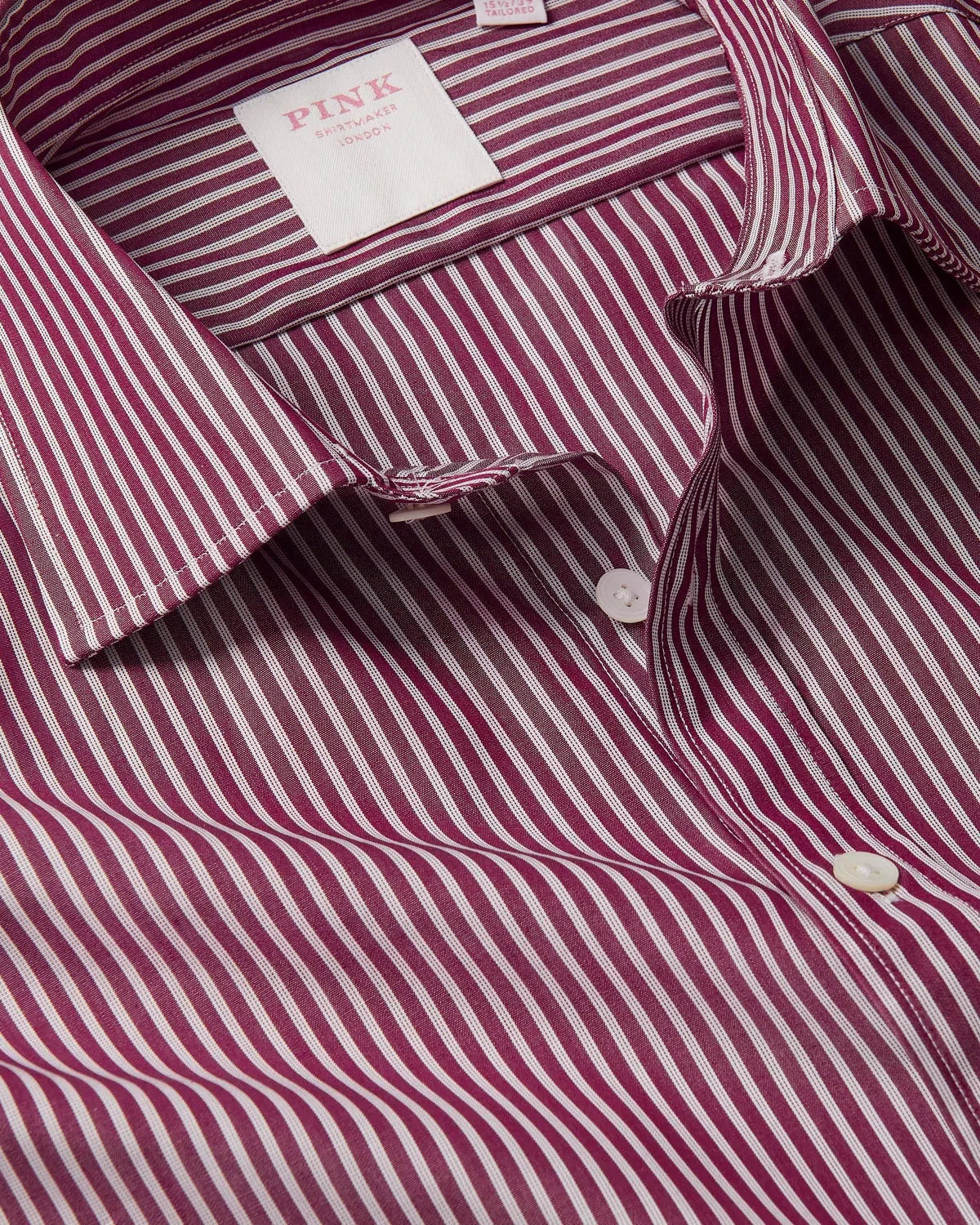 Thomas Pink Double Stripe Shirt Brown Red-MALFORD OF LONDON SAVILE ROW MENSWEAR OUTLET