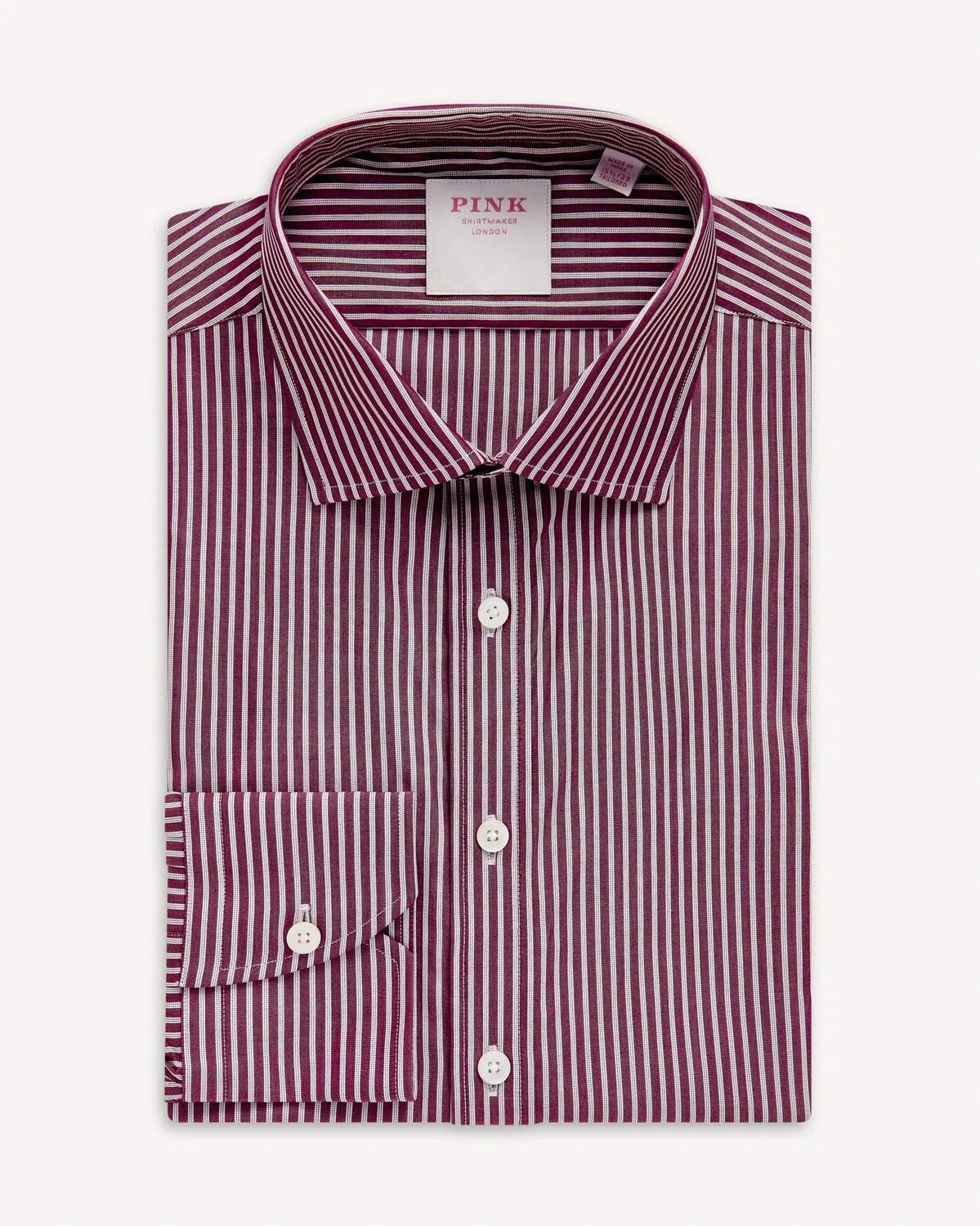 Thomas Pink Double Stripe Shirt Brown Red-MALFORD OF LONDON SAVILE ROW MENSWEAR OUTLET