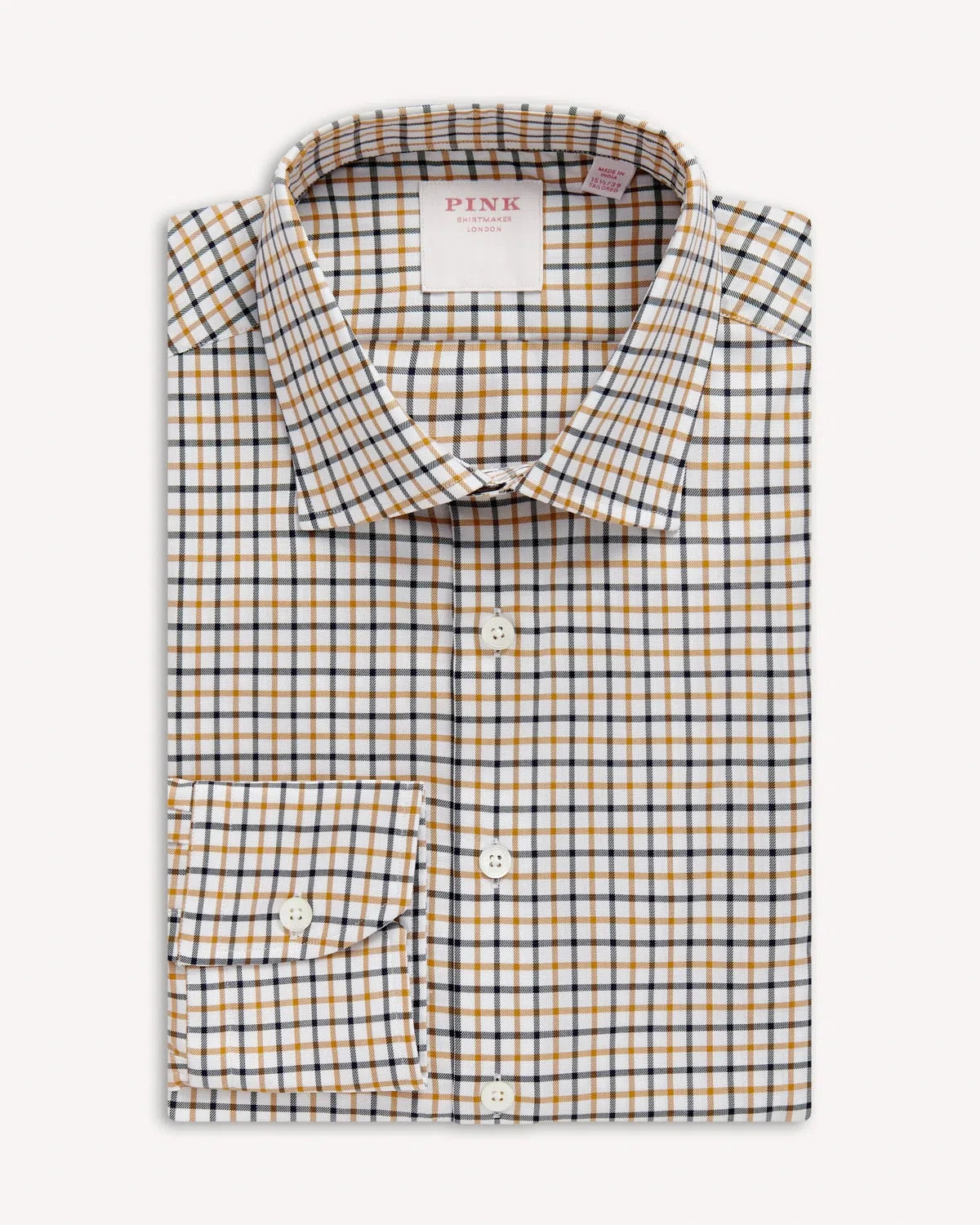 Thomas Pink Highgrove Check Shirt Navy Gold-MALFORD OF LONDON SAVILE ROW MENSWEAR OUTLET